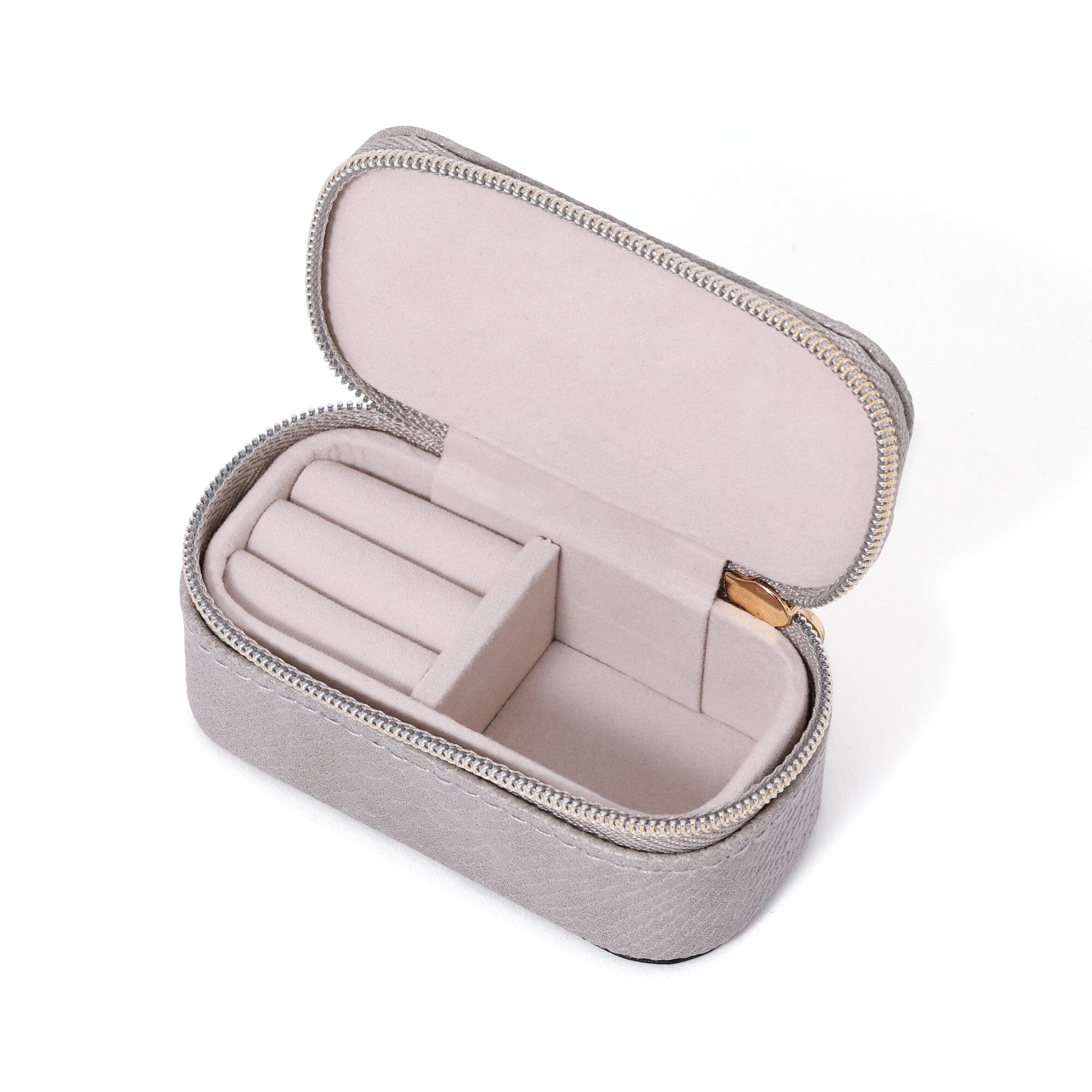 Flavia Mini Travel Jewelry Box - Compact Grey Jewelry Organizer for Necklaces, Rings & Earrings - Perfect for Vacation, Business Trips & Gifts