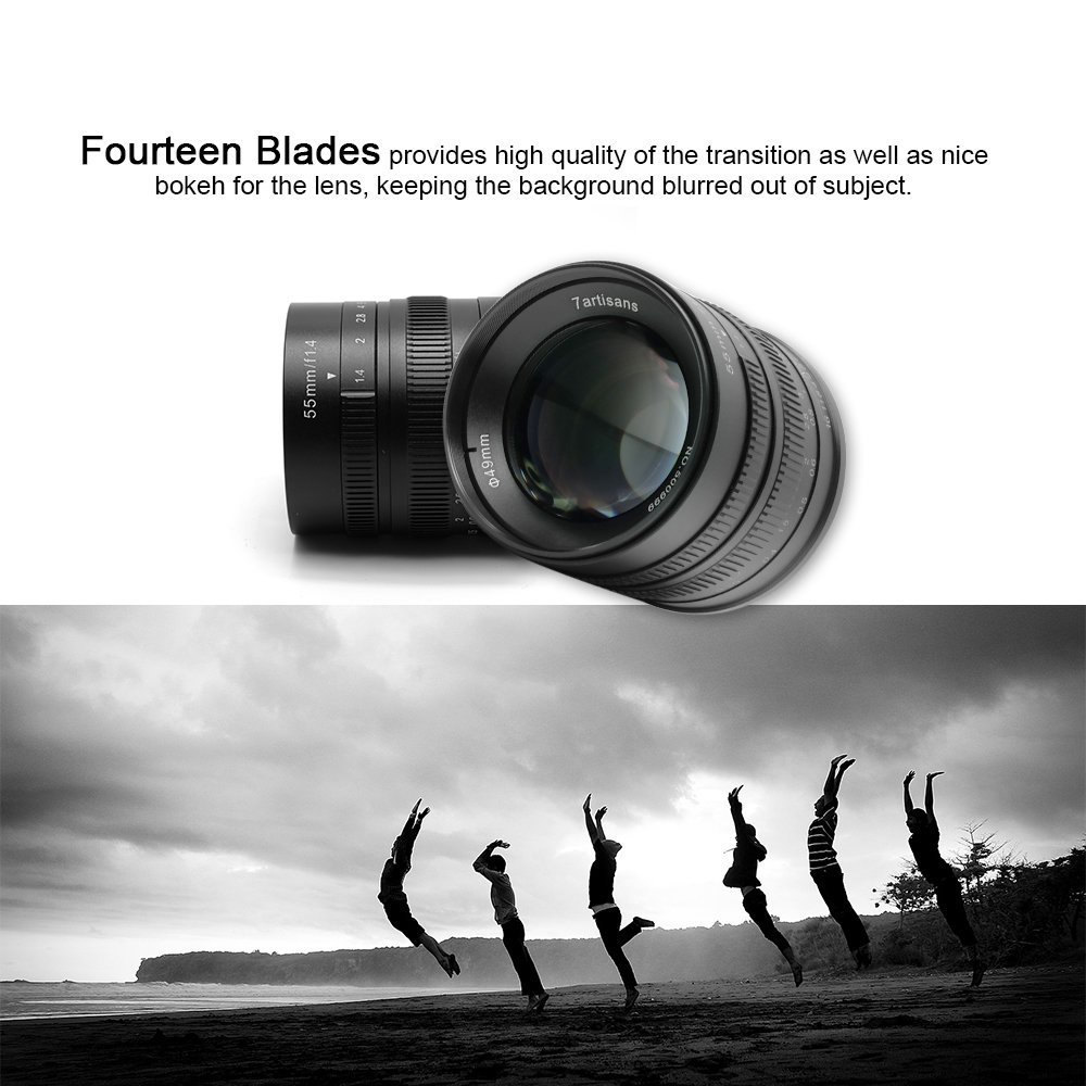 7artisans 55mm F1.4 APS-C Manual Focus Prime Lens for Canon EOS-M Mount (M1 M2 M3 M5 M6) - Perfect for Portrait, Street & Low Light Photography
