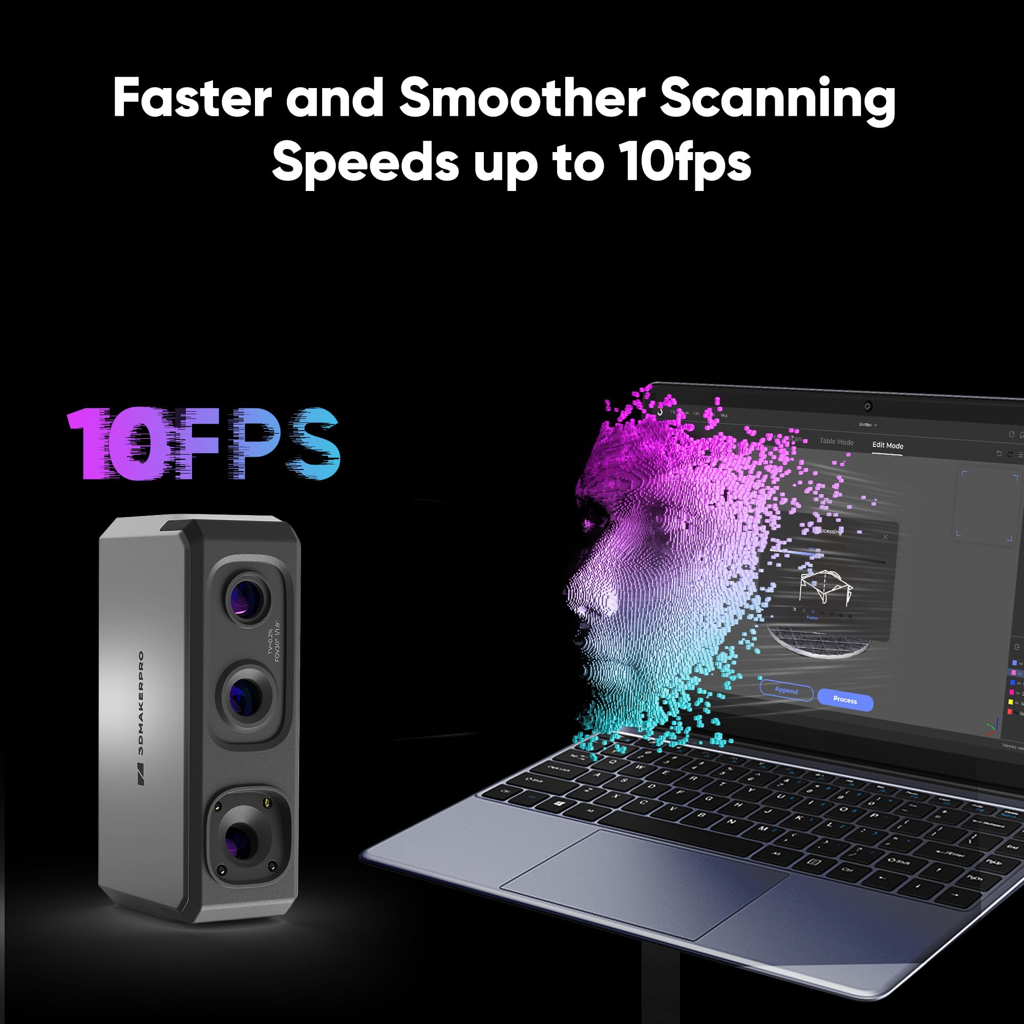 Seal Lite Handheld 3D Scanner for 3D Printing - 0.02mm High Precision, 10FPS Fast Scanning with Anti-Shake Lens - Compatible with Windows & MacOS - Perfect for 3D Modeling, Reverse Engineering & Product Design