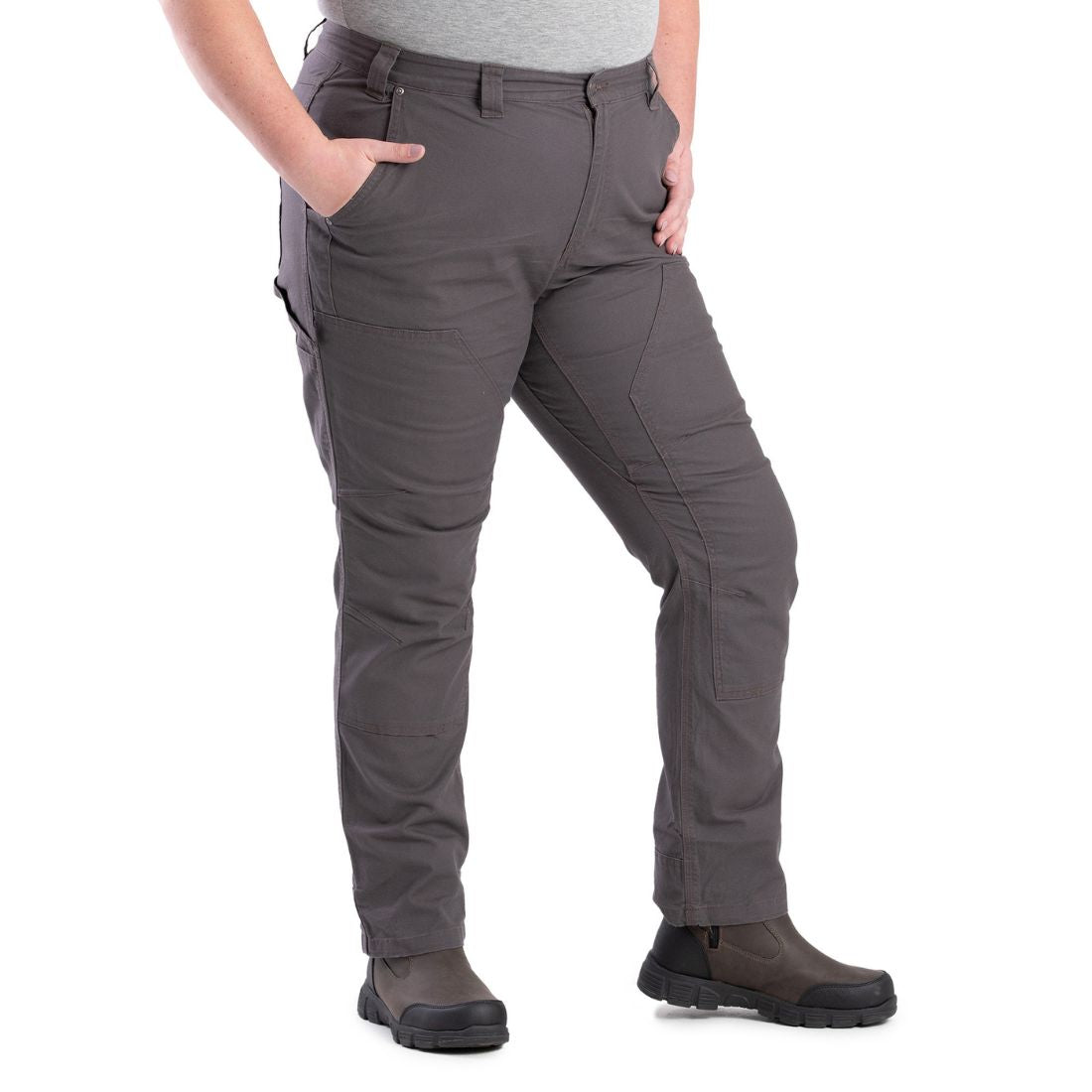 Berne Women's Flex Softstone Double Front Duck Work Pants WP922 - Titanium - Durable & Comfortable for Outdoor Work, Farming, and Hiking