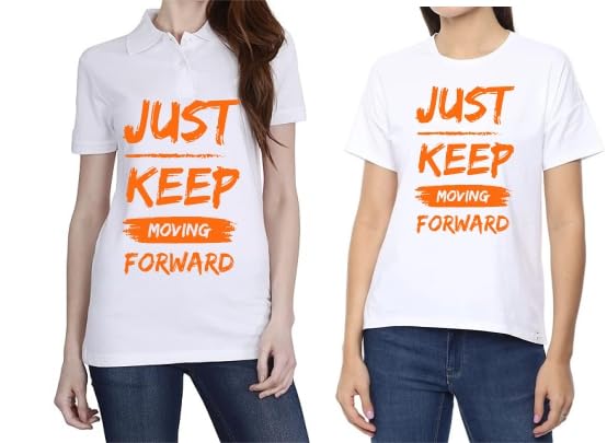 Just Keep Moving Forward White Women's Polo T-Shirt - Casual & Athletic Wear for Workouts, Golf & Everyday Fashion