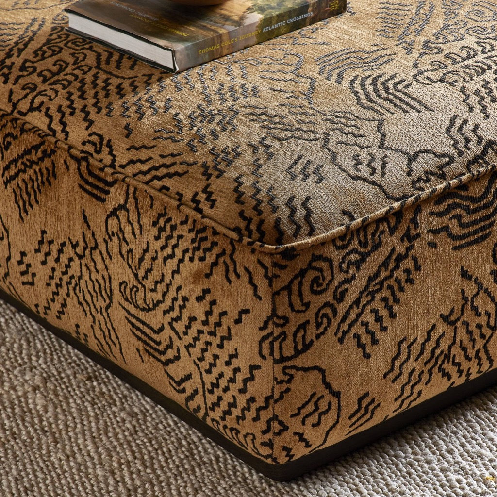 Sinclair Square Ottoman in Balkan Ochre - Modern Footrest & Stylish Living Room Accent for Home Decor