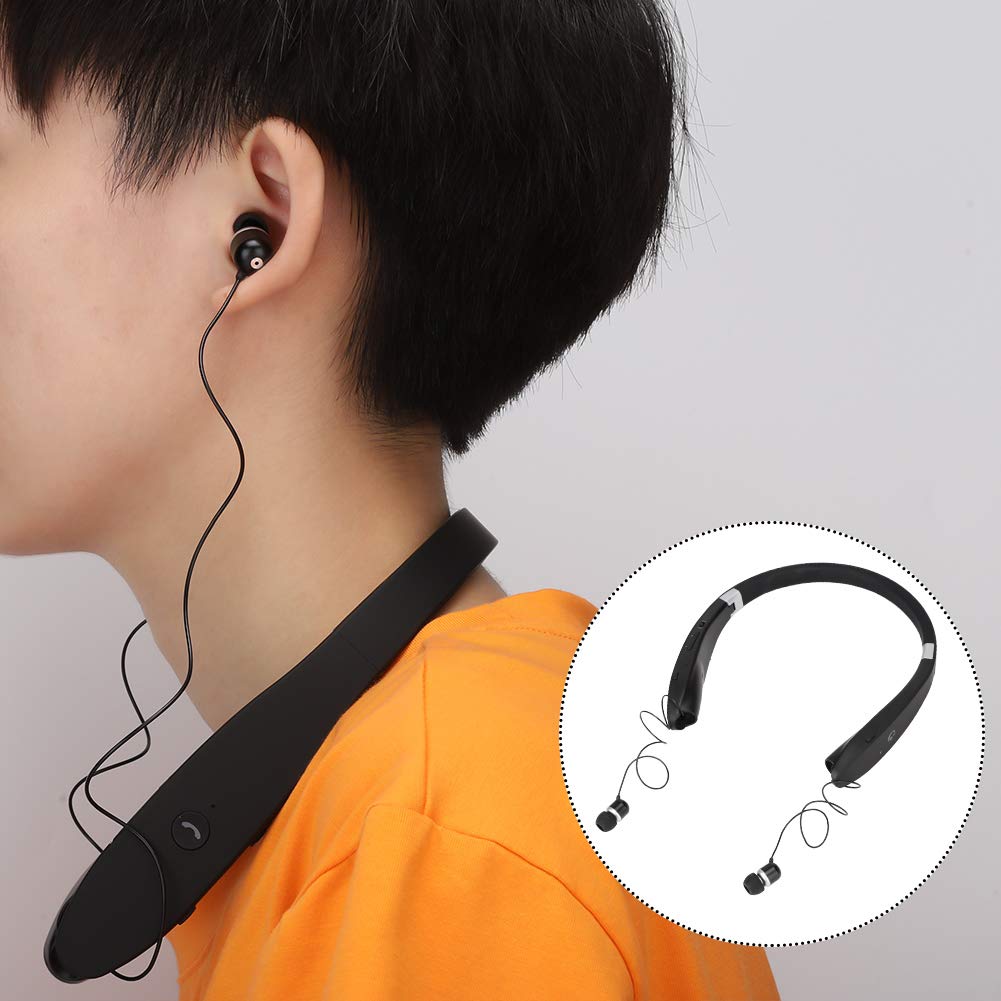 Sx991 Bluetooth Headphones - Foldable Neckband Wireless Earphones with Telescopic Design, ABS Material (Black) | Perfect for Gym, Running, Travel & Daily Commute