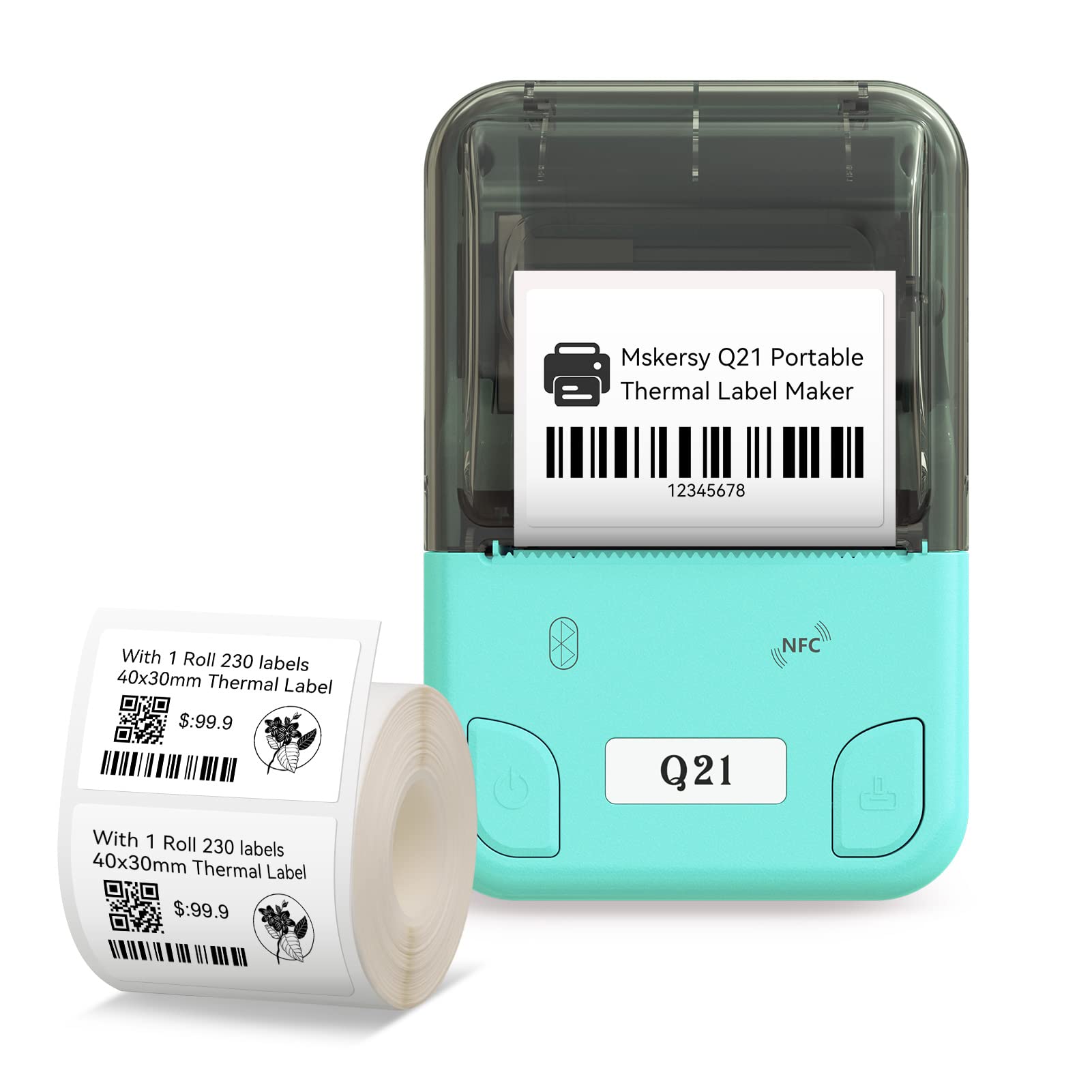 Q21 Bluetooth Label Maker Machine for Home & Office - Compatible with iOS & Android, Handheld Sticker Printer with 1.57