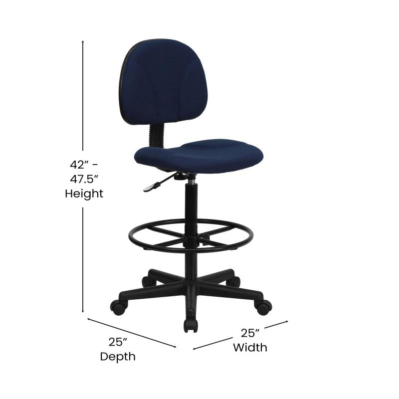 FLASH Patterned Fabric Drafting Chair BT 659 - Adjustable Height Office Chair for Artists, Architects & Designers - Ergonomic Stool for Drafting Table, Studio & Workspace