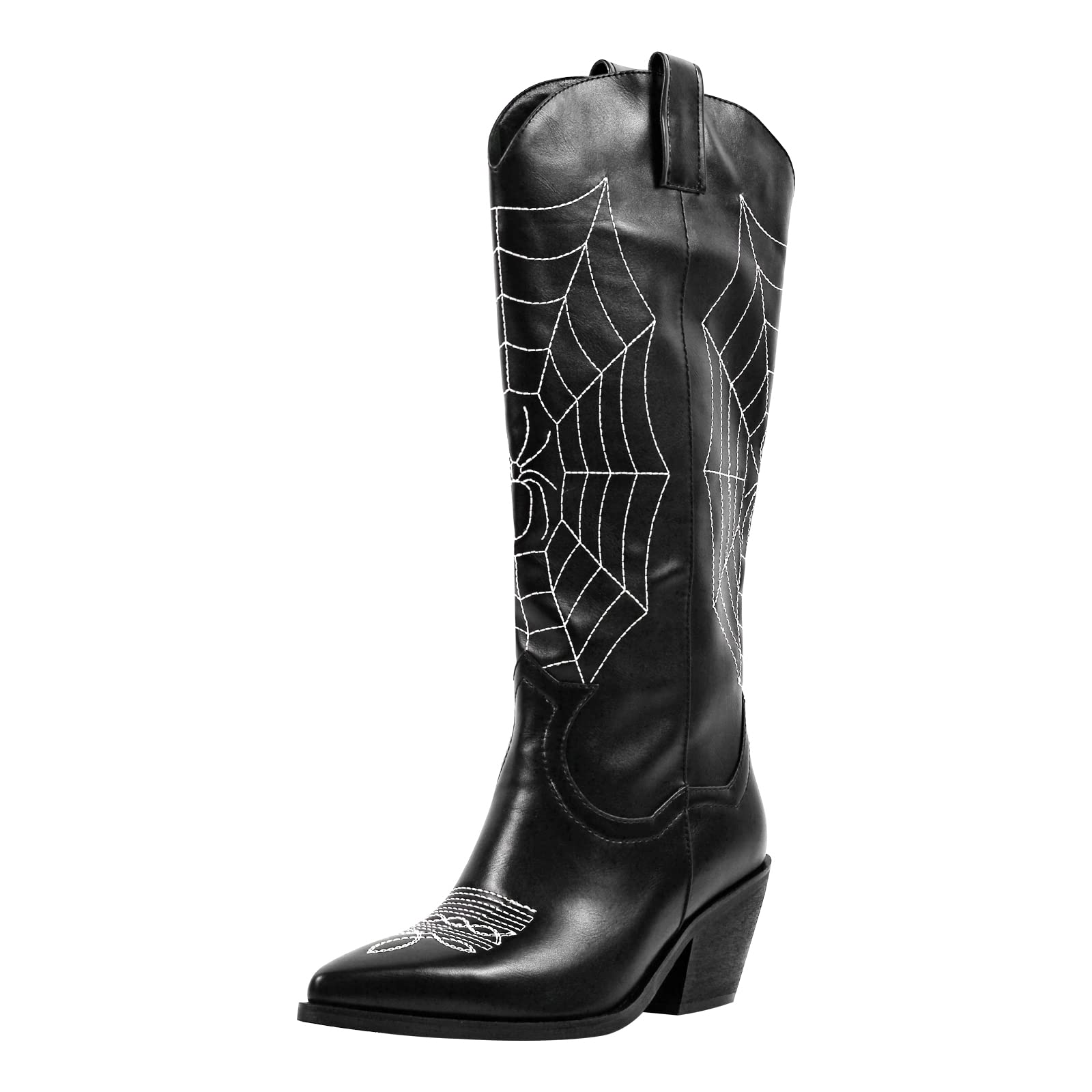 LISHAN Women's Western Cowgirl Boots - Embroidered Pull-On Ankle Boots with Thick Heel for Country Dancing, Rodeo & Fashion Outfits