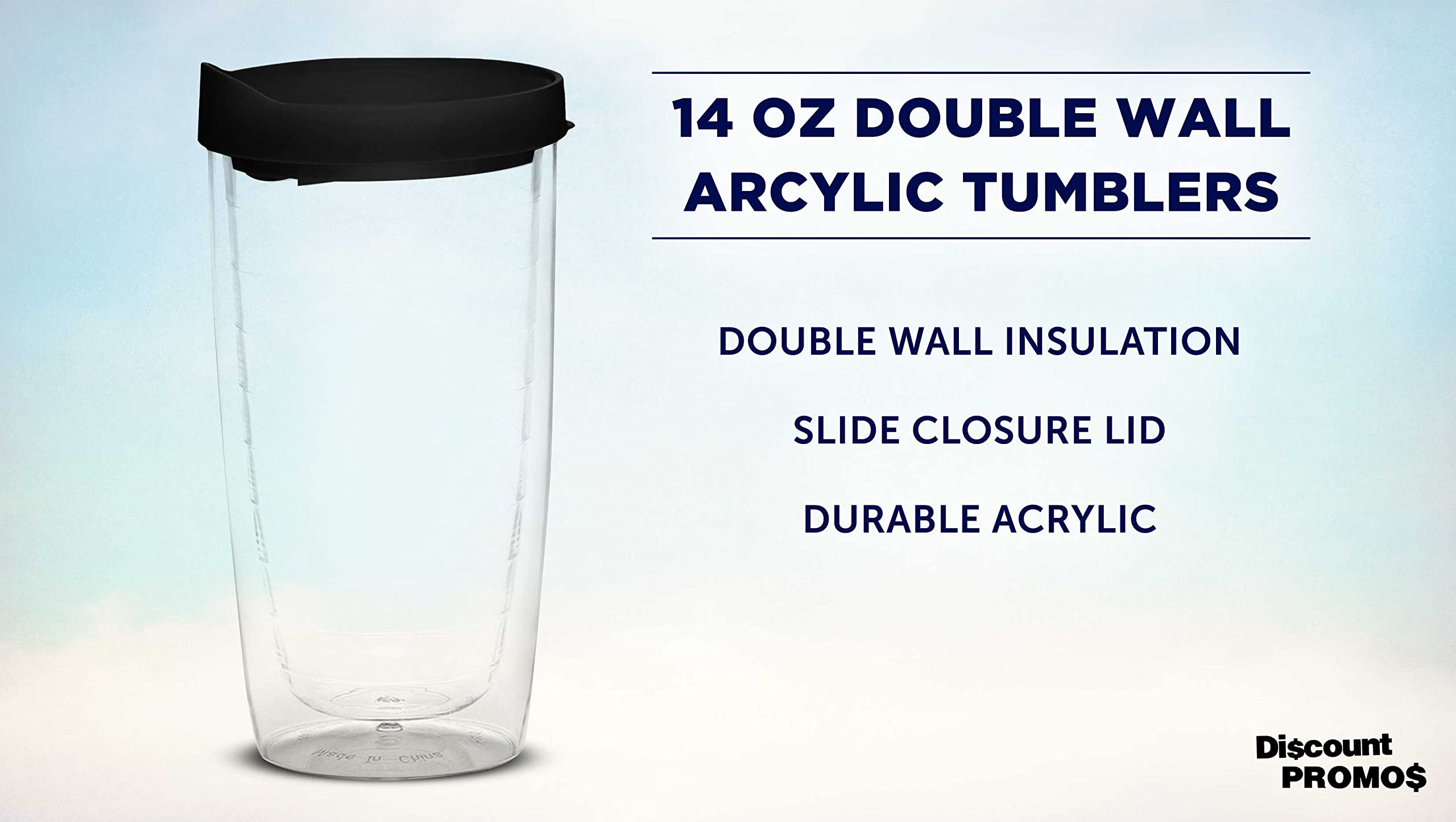14 oz Double Wall Plastic Tumblers with Slide-Lock Lid - 6 Pack Insulated Travel Coffee Cups (Black) - Perfect for Hot/Cold Drinks On-The-Go, Office, Camping & Road Trips