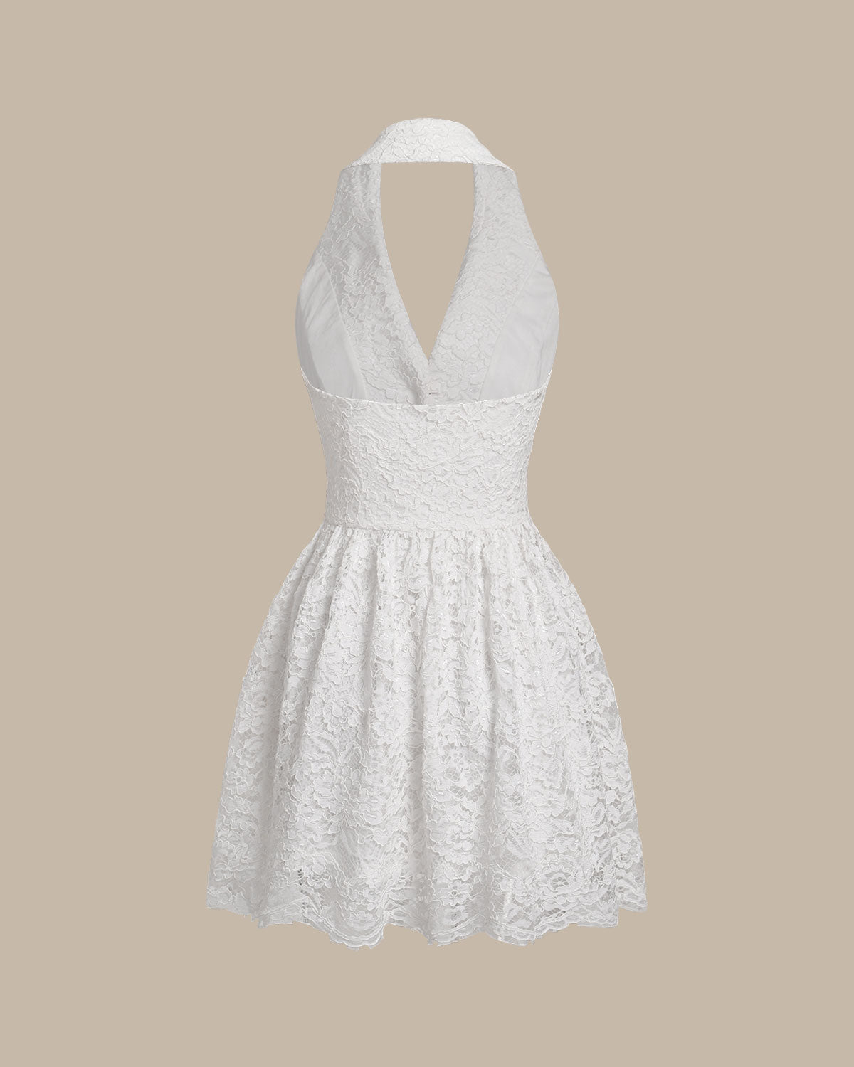 Elegant White Lace Collar Sleeveless Mini Dress for Women - Perfect for Summer Parties, Weddings & Date Nights