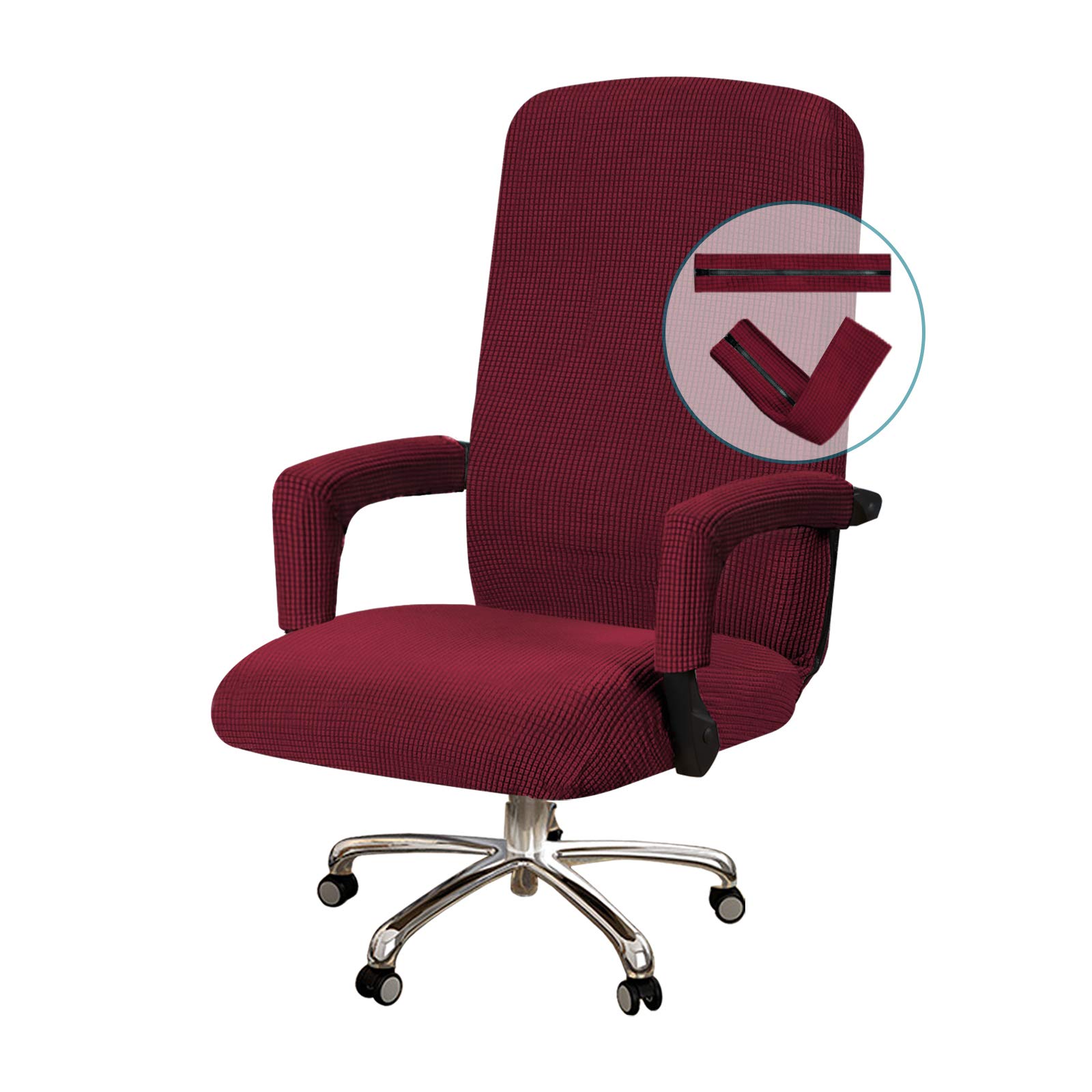 Turquoise Stretch Office Chair Cover with Arms - Universal Removable Computer Chair Slipcover for Desk Chairs - Pet-Friendly Rotating Boss Chair Cover (Burgundy) - Perfect for Home Office, Gaming Setup & Pet Protection