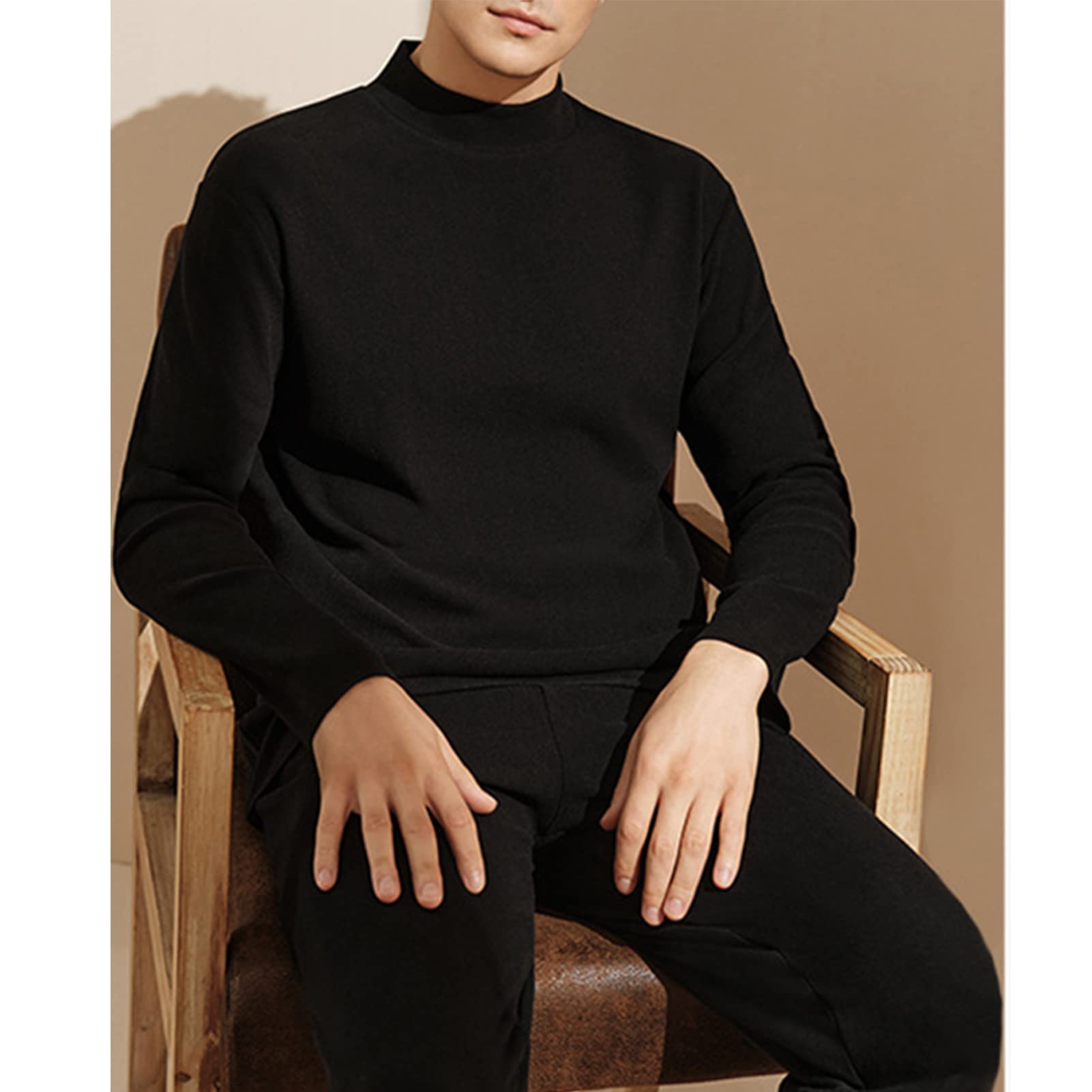Men's Slim Fit Stretch Turtleneck Sweater - Long Sleeve Pullover Mock Neck Basic Undershirt for Winter Layering & Business Casual Outfits