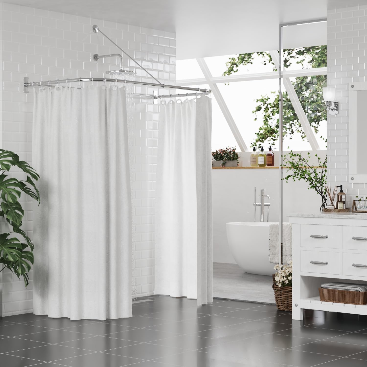 D-Shaped Shower Curtain Rod 54