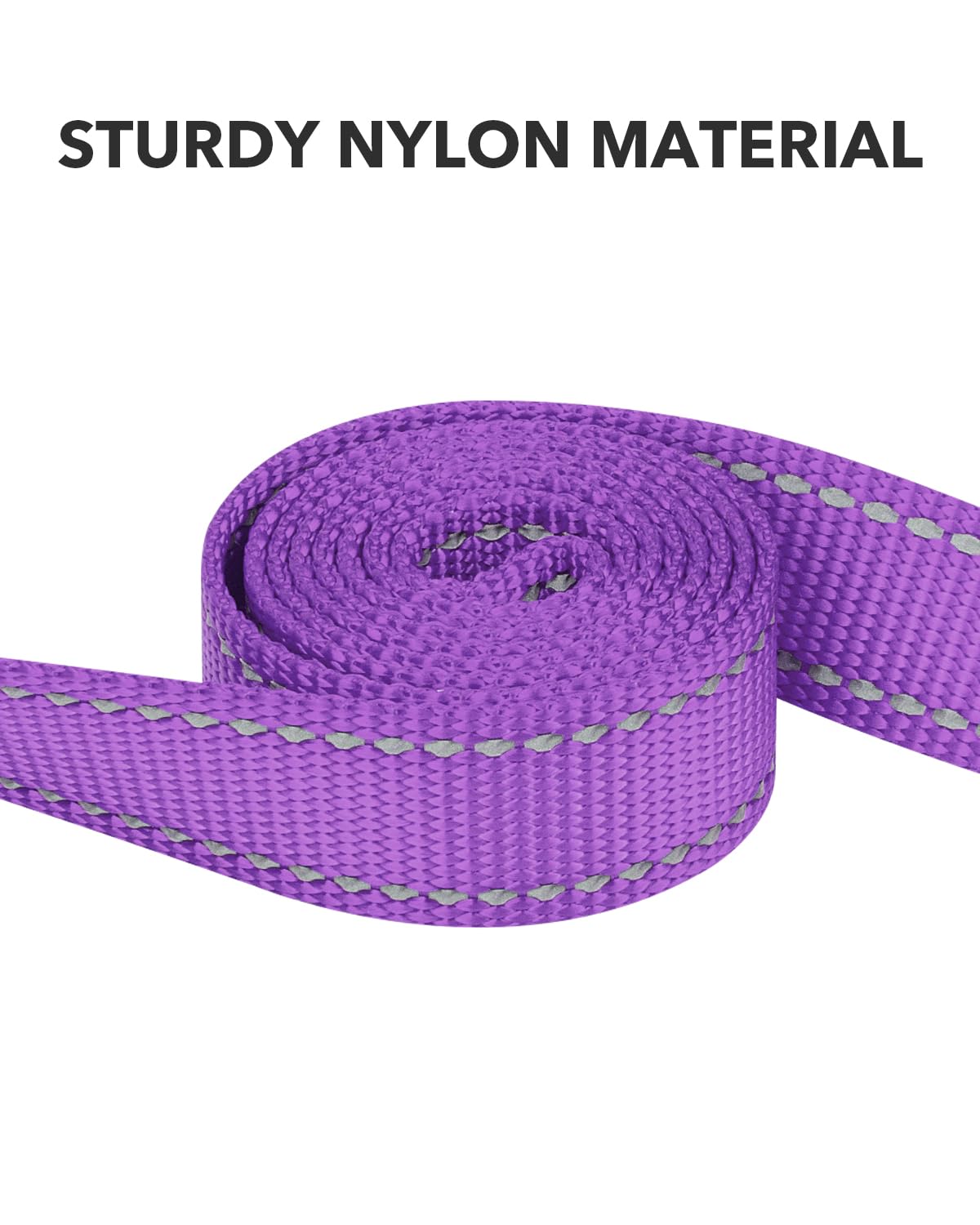 Premium Reflective Dog Leash for Medium & Large Breeds (20-150 lbs) - 4ft Neoprene-Padded Handle & Double-Sided Safety Design - Durable 1-Inch Wide Purple Leash for Walking, Running & Nighttime Visibility