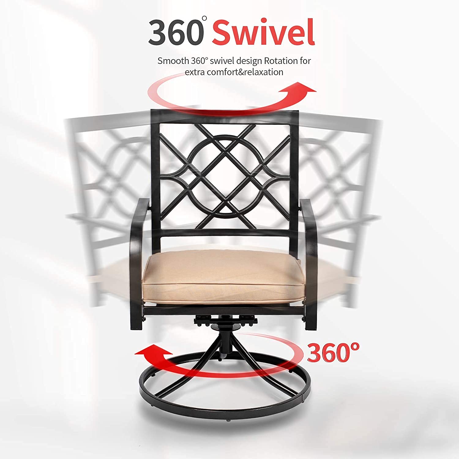 5-Piece Outdoor Dining Set - 4 Metal Swivel Chairs & 37