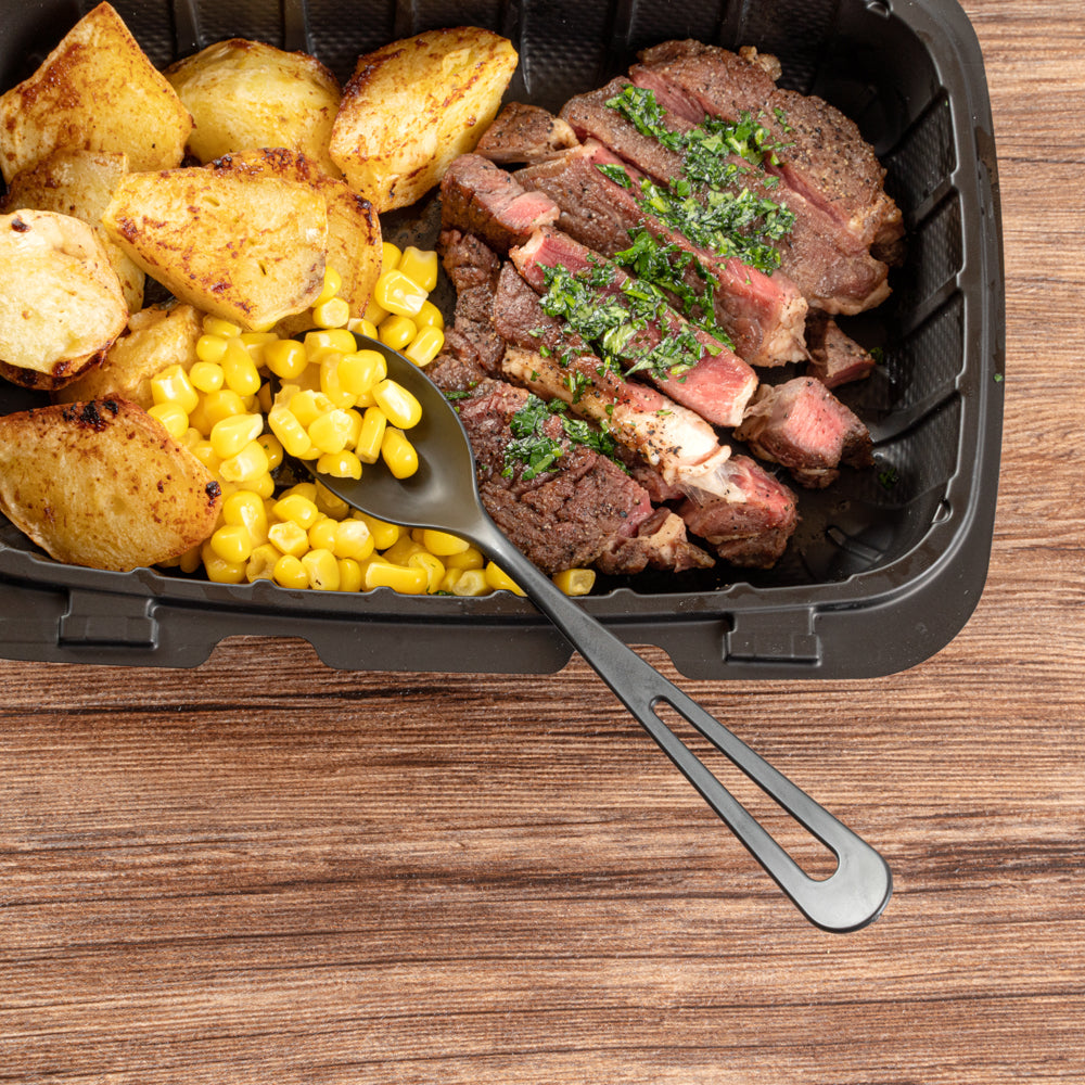Eco-Friendly Black CPLA Plastic Cutlery Set - 290-Piece Heat Resistant, Compostable Cutlery (7.5