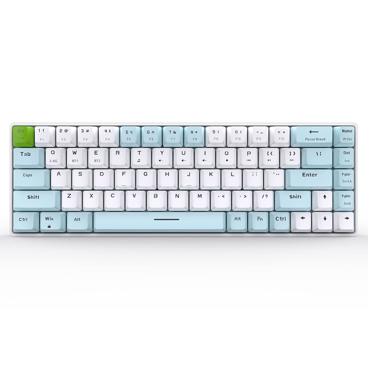 Qisan 60% Mechanical Gaming Keyboard - Wireless 2.4G & Bluetooth Dual Mode, Red Switches, 68-Key Compact Design (US Layout) | Perfect for PC Gaming, Office Work & Travel Use