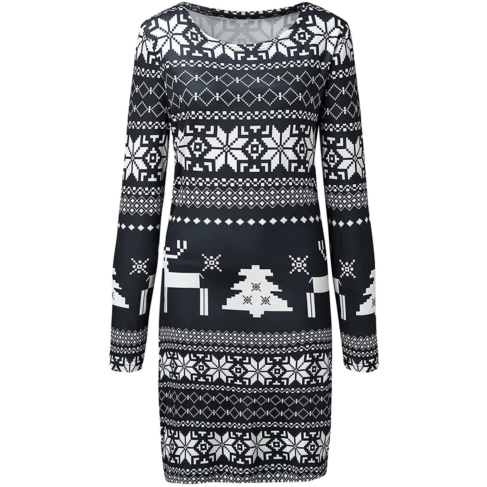 2024 Women's Fall Winter Long Sleeve Boat Neck Sweater Dress - Slim Tunic Pullover for Christmas Holiday & Casual Wear