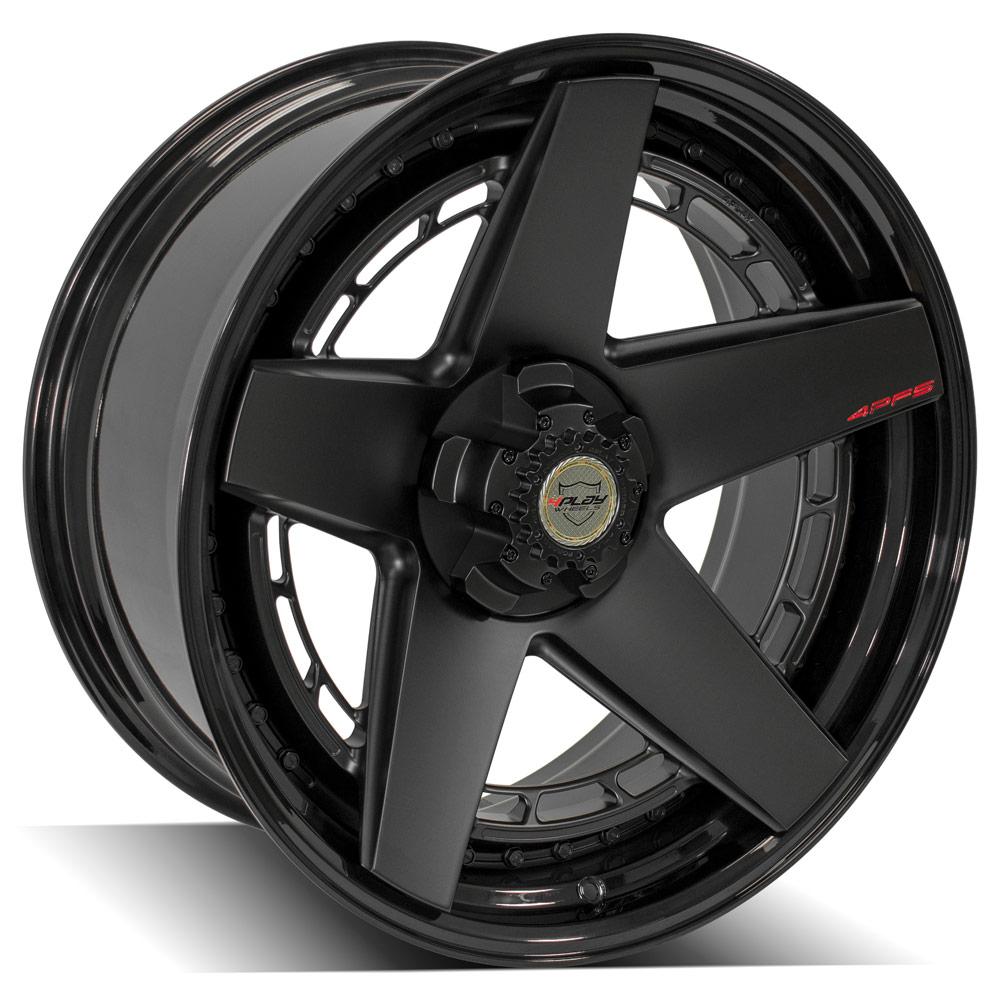 4Play Forged Series 4PF5 Matte Black Center with Gloss Black Barrel 22x10.0 18-Inch 5x127/5x139.7mm 87.1mm Hub Wheels - Premium Alloy Rims for Trucks & SUVs - Perfect for Off-Roading & Street Performance