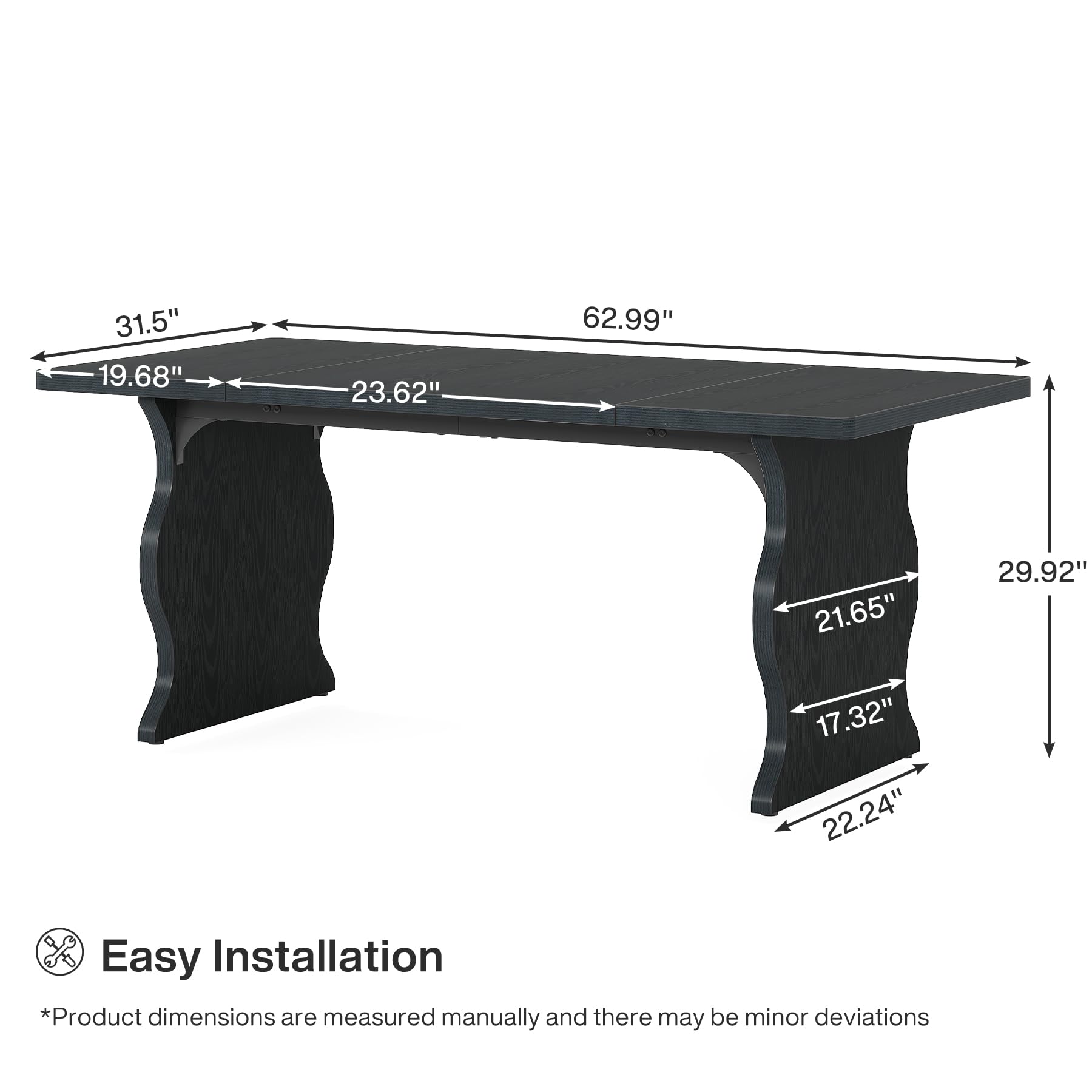 Tribesigns 63-Inch Large Executive Desk - Modern Computer Office Desk & Gaming Workstation with Sturdy Metal Legs, Black - Perfect for Home Office, PC Gaming & Writing Workspace
