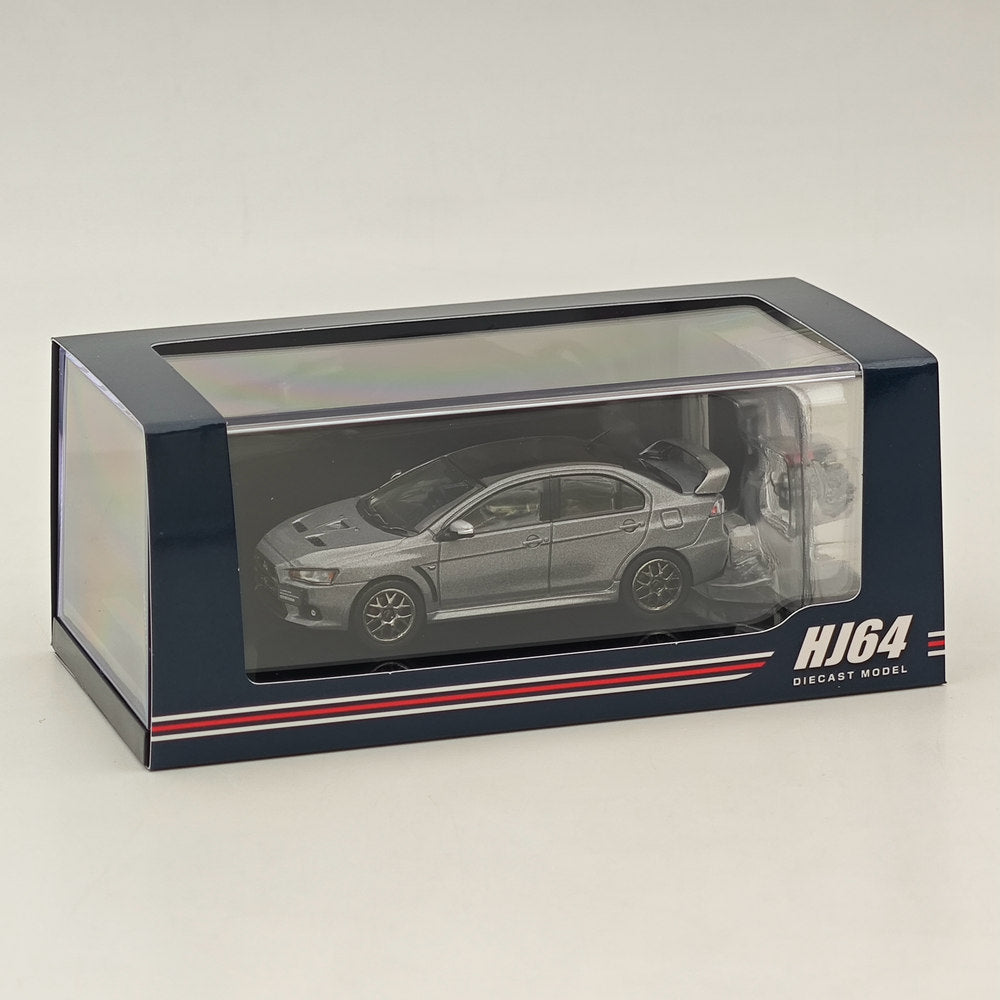 1/64 Mitsubishi Lancer Evolution X Final Edition Gray Diecast Model Car - Hobby Japan HJ642053CGM - Collectible Scale Replica for Car Enthusiasts & Display Decor