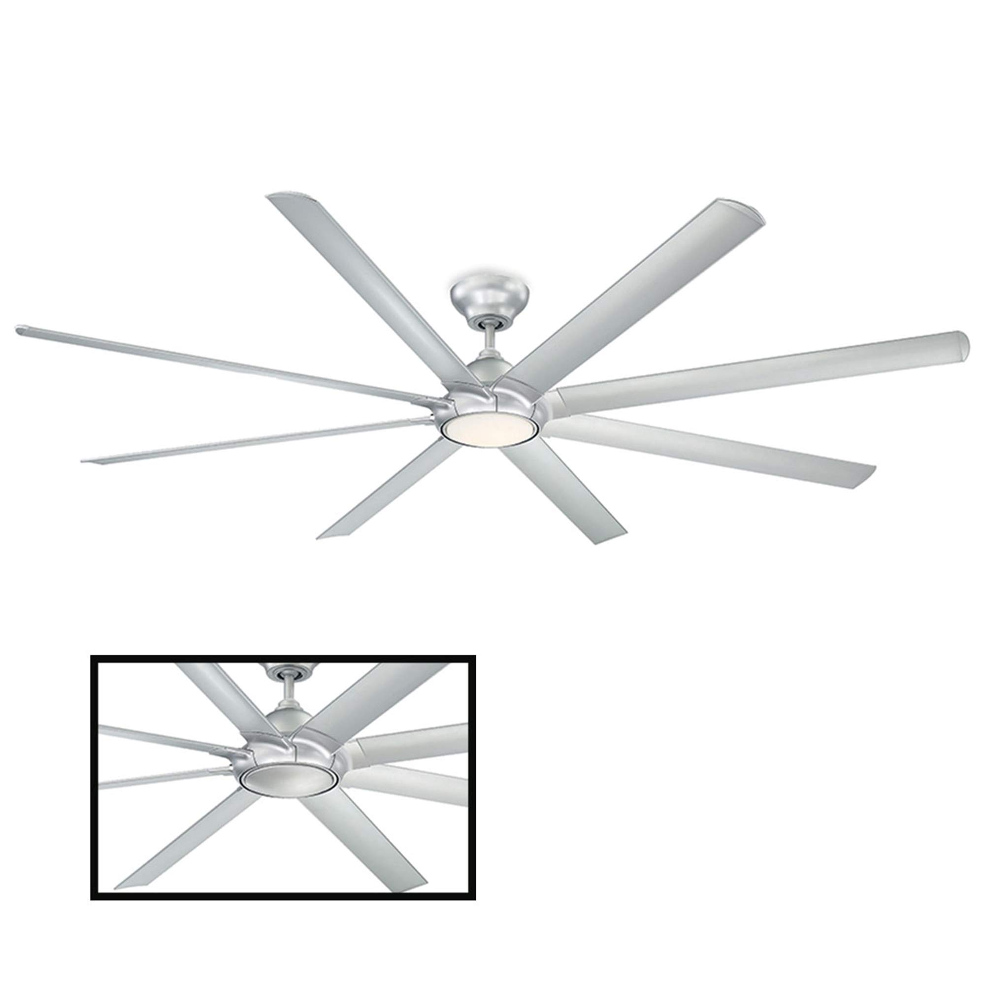 96in Titanium Hydra Smart 8-Blade Ceiling Fan with 3500K LED Light Kit, Wall Control, Alexa & Google Assistant Compatible, Perfect for Large Living Rooms and Outdoor Patios