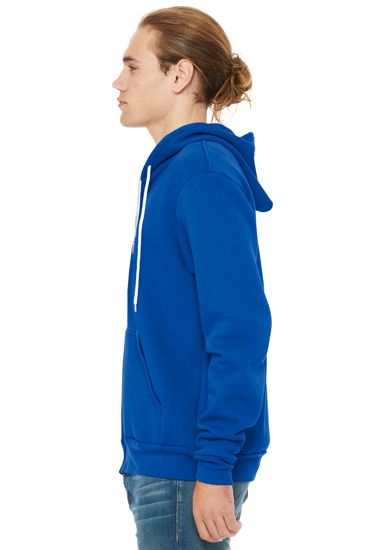 Bella Canvas Unisex Fleece Full Zip Hoodie - Soft & Warm True Royal Blue Pullover for Men & Women - Perfect for Casual Wear, Gym & Outdoor Activities