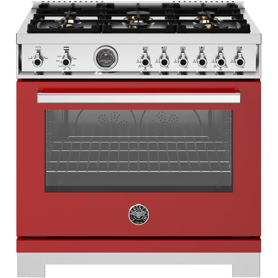 Bertazzoni PRO366BCFGMROT 36-Inch Freestanding Gas Range - Professional Grade Stainless Steel Oven for Home Chefs | Perfect for Gourmet Cooking & Entertaining