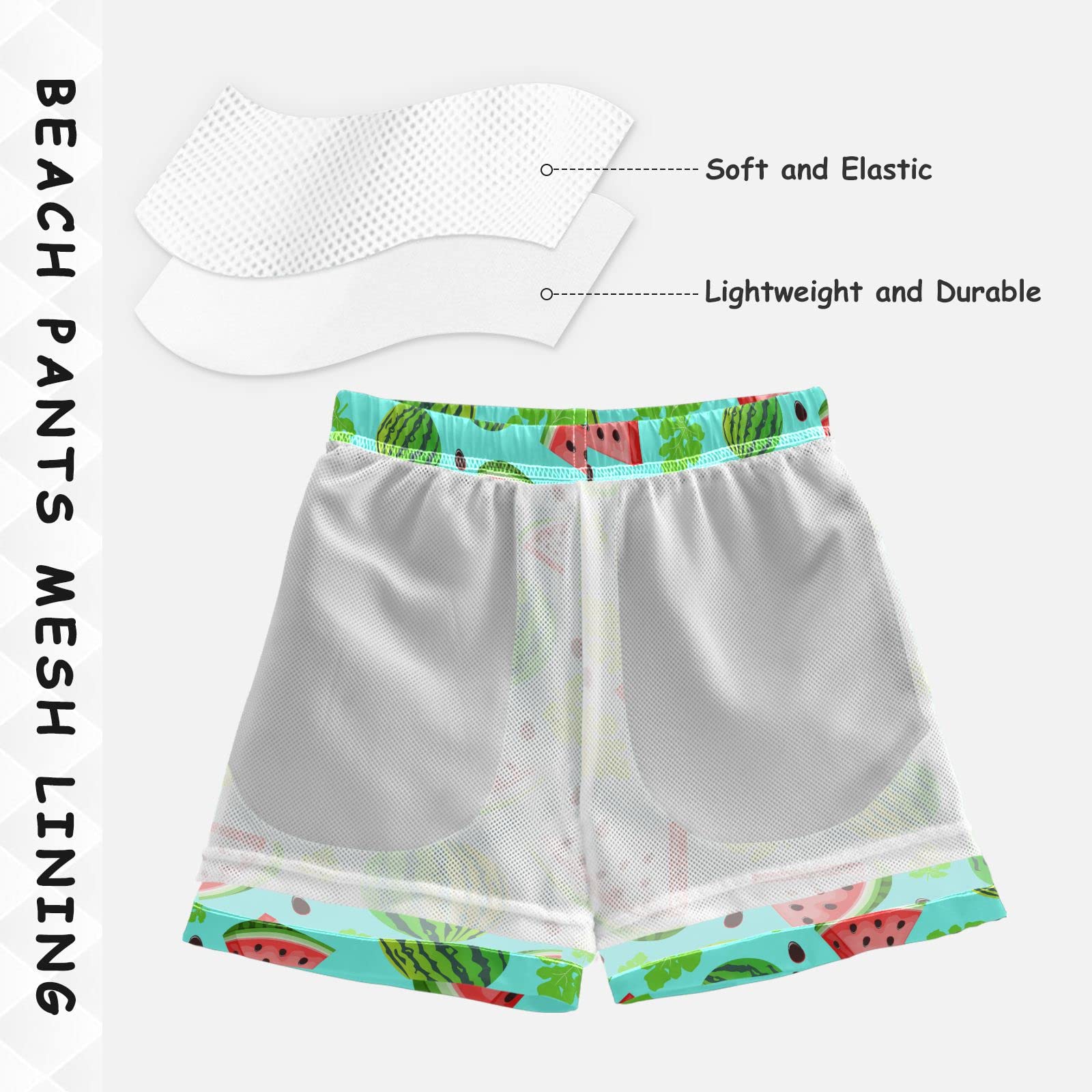Boys' Watermelon Print Swim Trunks - Toddler 3T Palm Leaf Swimwear for Summer Beach & Pool | Quick-Dry Bathing Suits for Kids