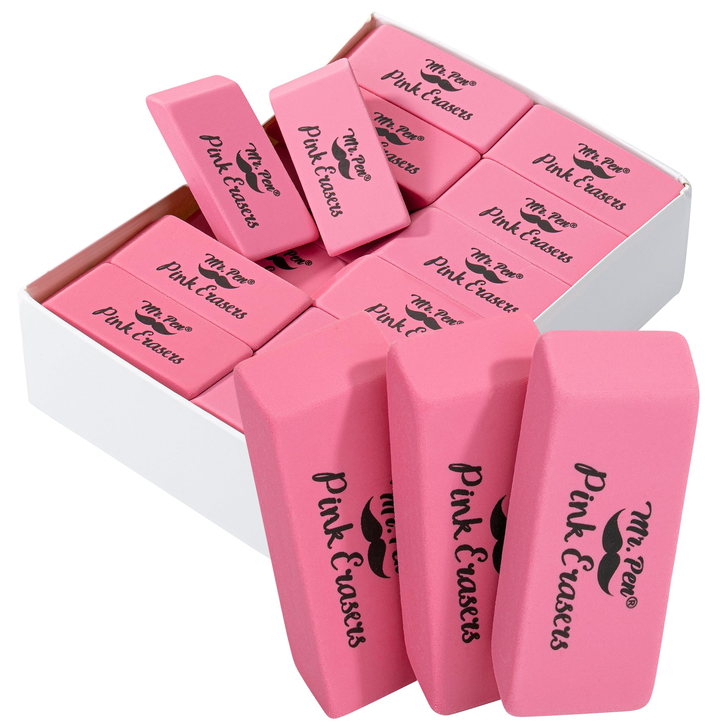 Mr. Pen - 48 Pack Pink Pencil Erasers, Large Block Erasers for School & Office, Bulk Eraser Set for Pencils, Sketching & Homework (Perfect for Students, Artists & Professionals)