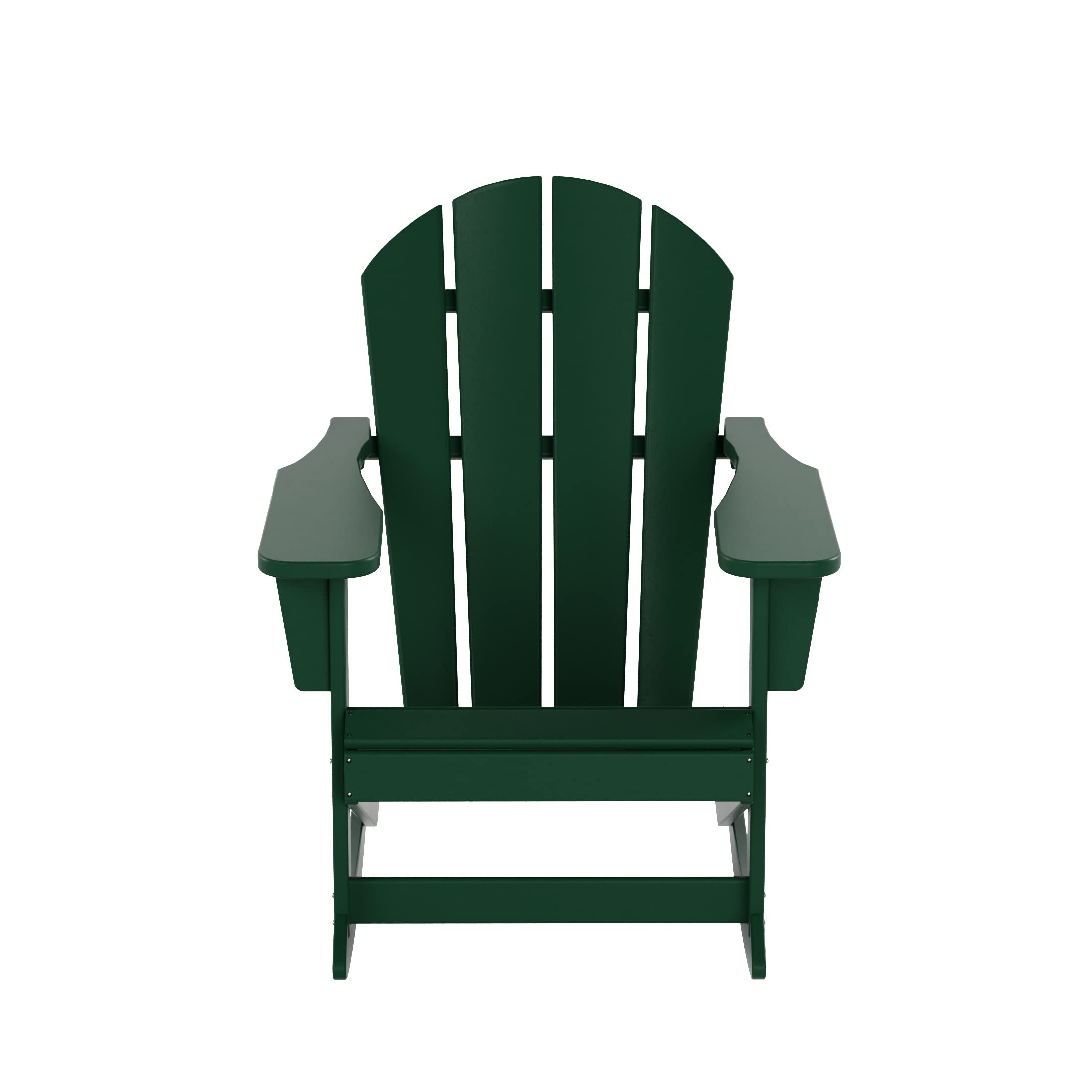 WO Home Furniture 3-Piece Patio Rocking Chair Set - Classic Outdoor Adirondack Rocker Chairs & Table in Dark Green - Perfect for Backyard, Garden, and Porch Relaxation