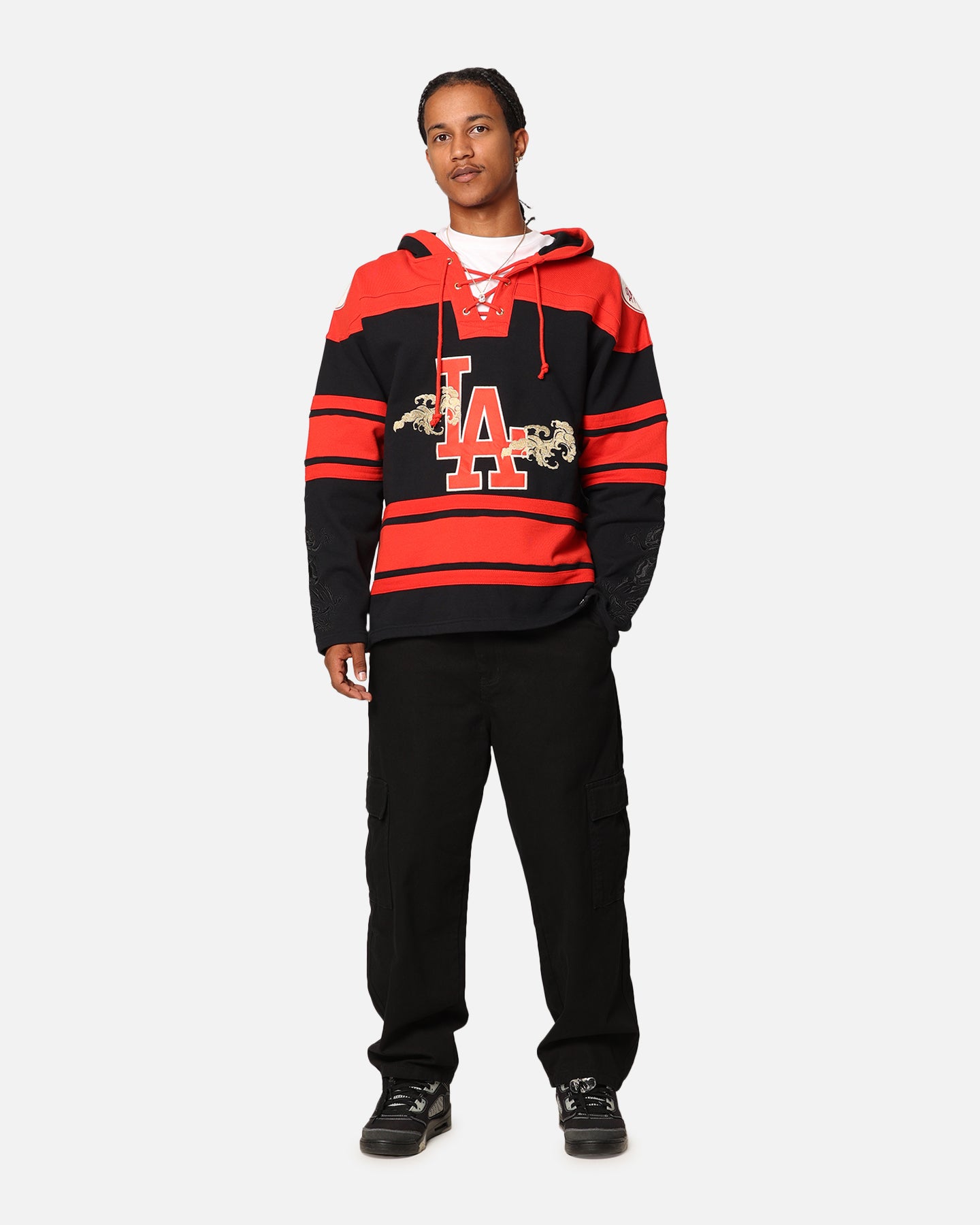 47 Brand Los Angeles Dodgers 'Year Of The Dragon' Lacer Hoodie - Jet Black MLB Baseball Fan Apparel for Men & Women - Perfect for Game Day, Streetwear & Casual Outfits