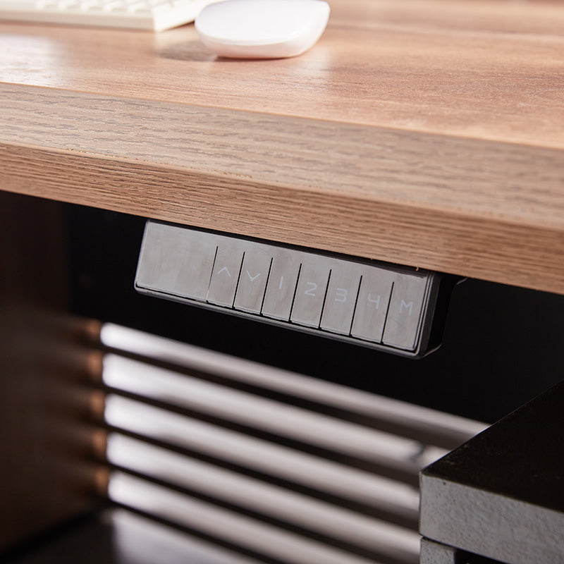 Premium Electric Height Adjustable Sit Stand Desk with Left Return - 1.8M Warm Oak & Black Finish | Home Office & Workspace Ergonomic Standing Desk Solution