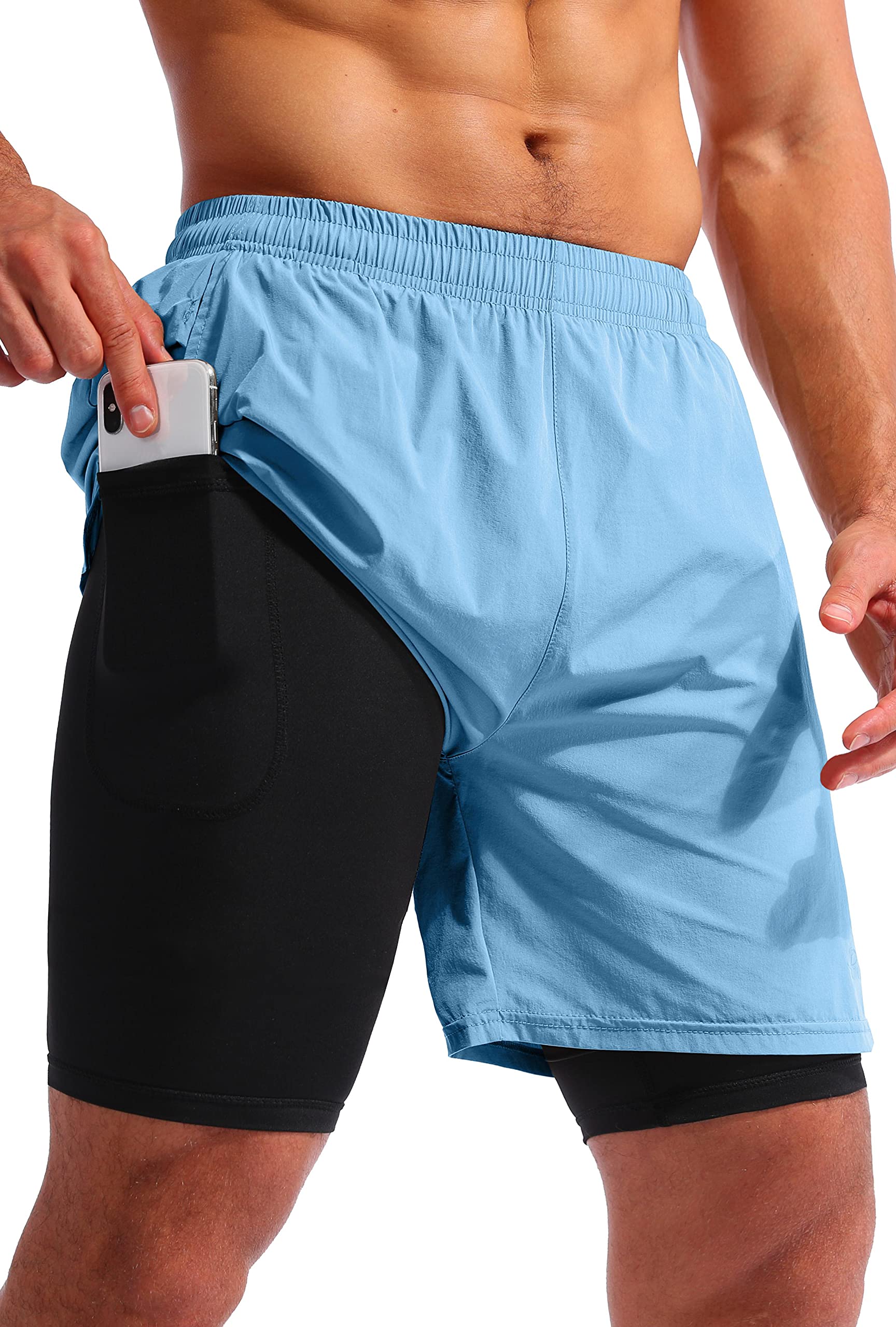 Pudolla Men's 2-in-1 Running Shorts 7