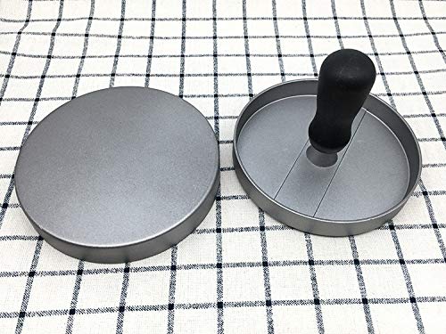 Premium Aluminum Burger Press & Hamburger Patty Maker with 50 Non-Stick Patty Papers - Perfect for BBQ, Grilling, Backyard Cookouts & Home Kitchen Use (Grey)