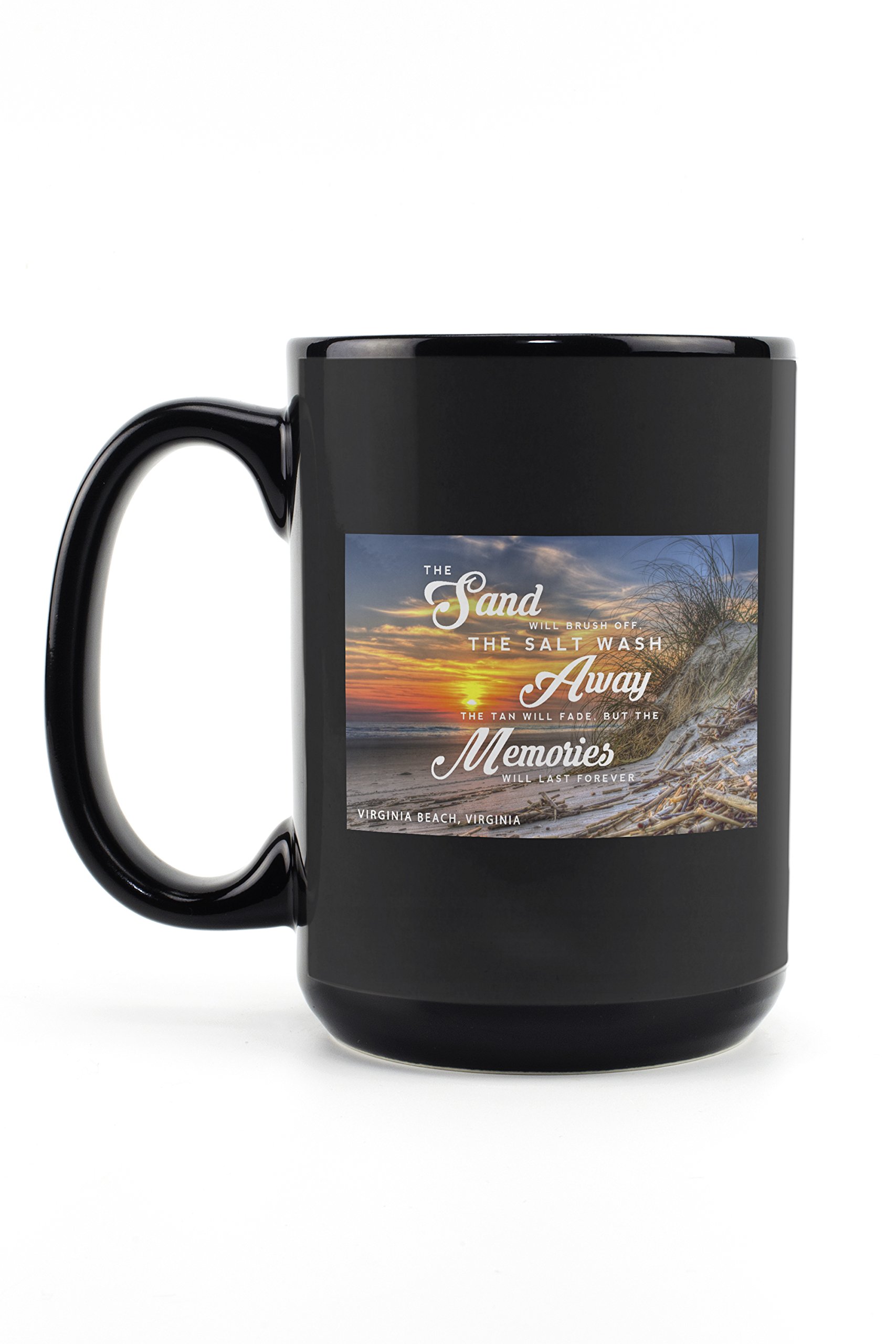 Lantern Press Virginia Beach Sunset Ceramic Mug - 15oz Black Coffee & Tea Cup, Dishwasher & Microwave Safe - Perfect for Beach Lovers, Home & Office Use