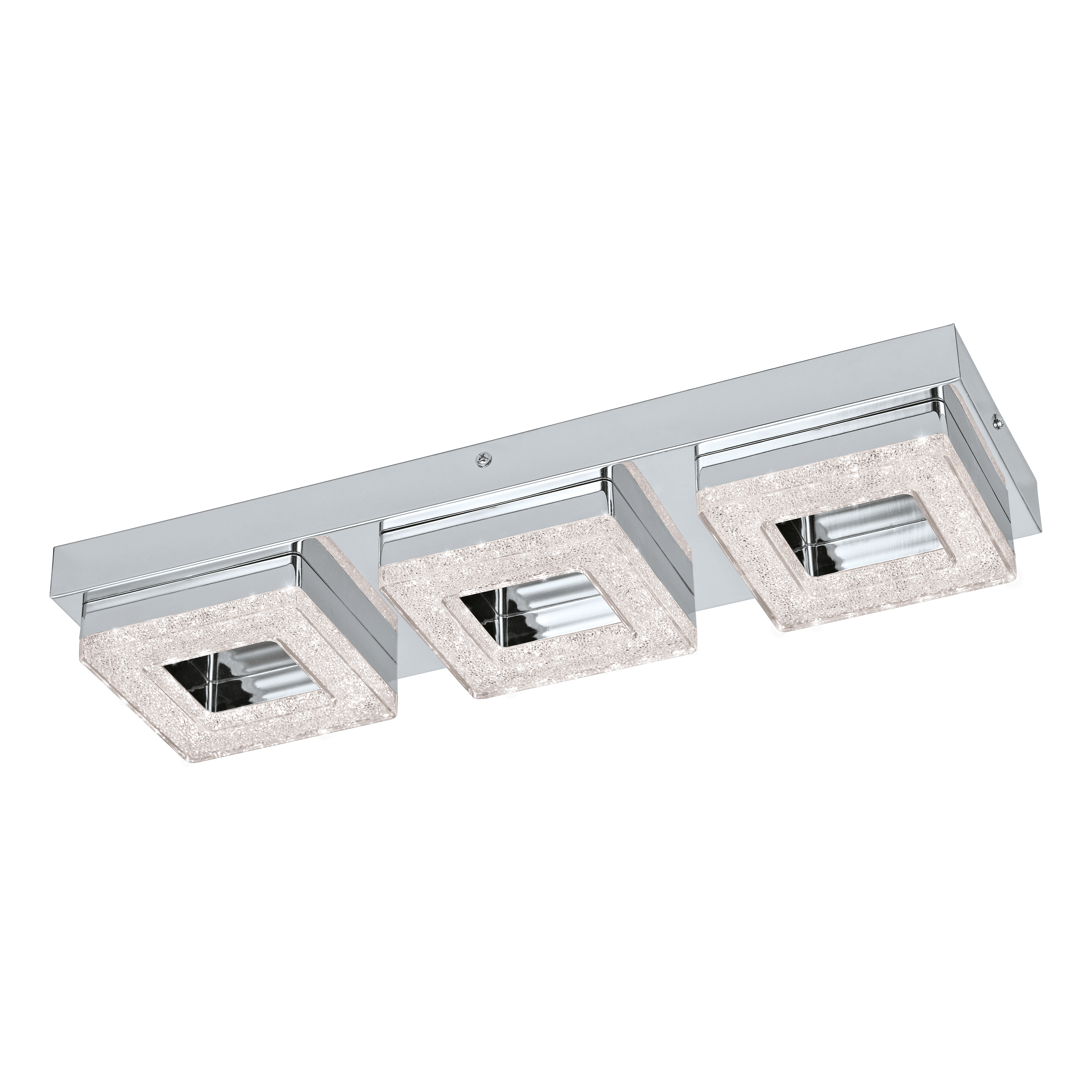 Eglo Fradelo 3-Light LED Flush Mount Ceiling Light - Chrome Finish with Crystal Glass - Modern Lighting for Bedroom, Living Room & Hallway