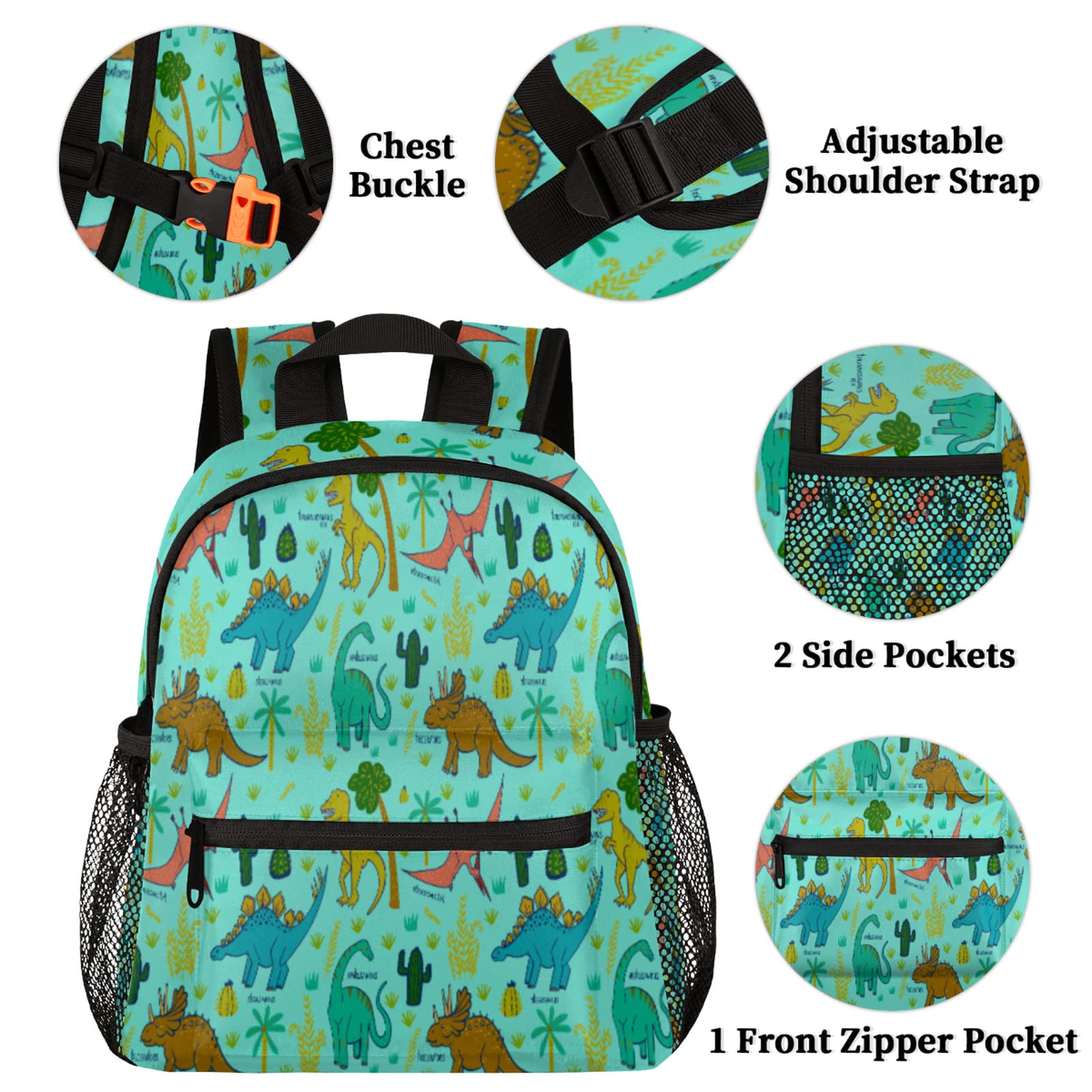 Pardick Cute Dinosaur Kids Backpack - Lightweight School Bag for Boys & Girls with Adjustable Chest Strap | Perfect for Kindergarten, Elementary School, Daycare & Travel | Dinosaur-Themed Toddler Backpack for Daily Use & Outdoor Adventures