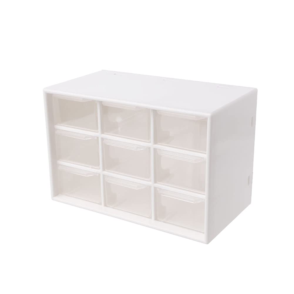 9-Drawer Plastic Storage Cabinet - White Makeup & Jewelry Organizer for Desktop - Perfect for Bedroom, Bathroom, and Office Organization