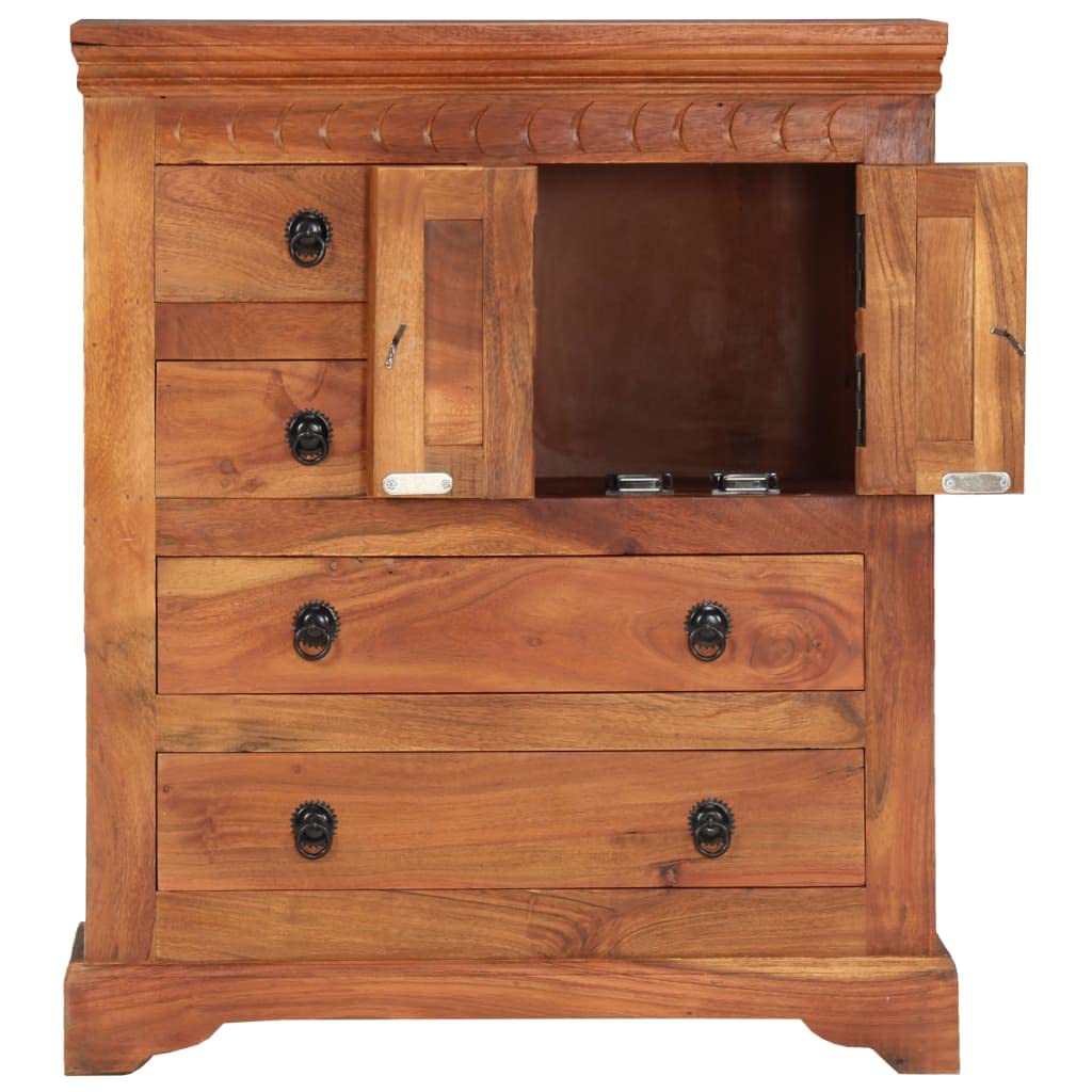 Freestanding Acacia Wood Storage Cabinet with Doors - 24.4