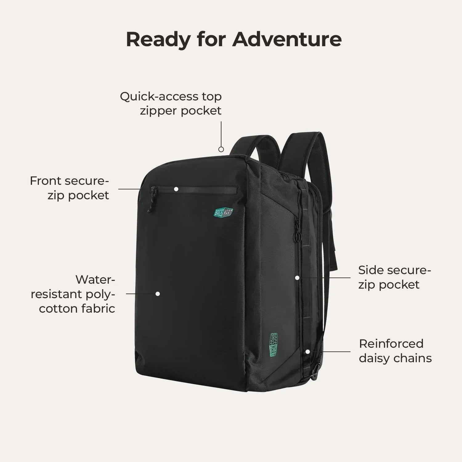 Paz 43L Duffle Backpack - Waterproof Travel Duffel Bag with Shoulder Strap for Gym, Camping & Weekend Getaways