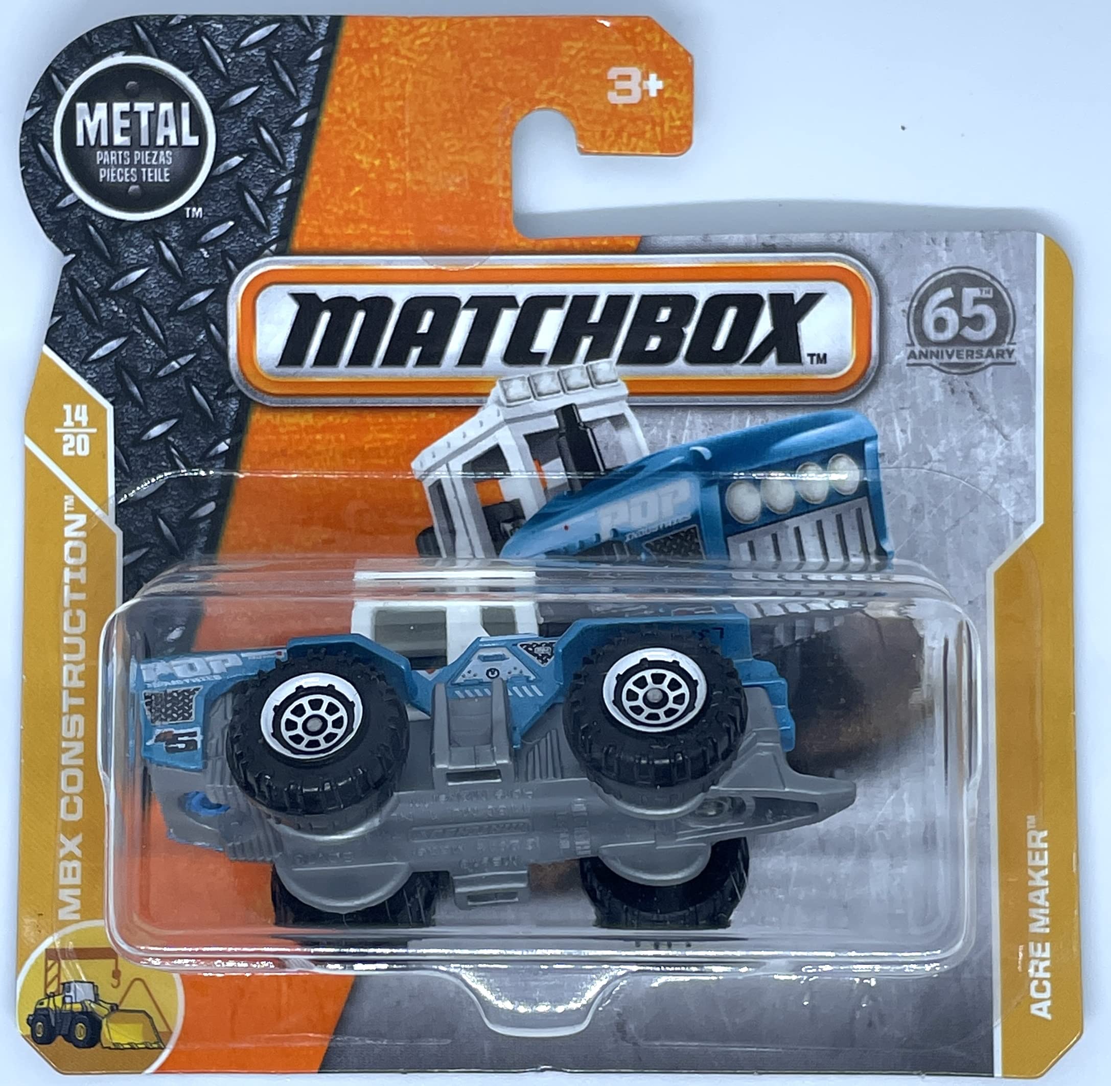 Matchbox 2018 MBX Construction Acre Maker Tractor Toy - 1:64 Scale Diecast Model Car for Kids & Collectors - Perfect for Farm Playsets, Construction Dioramas, and Toy Vehicle Collections