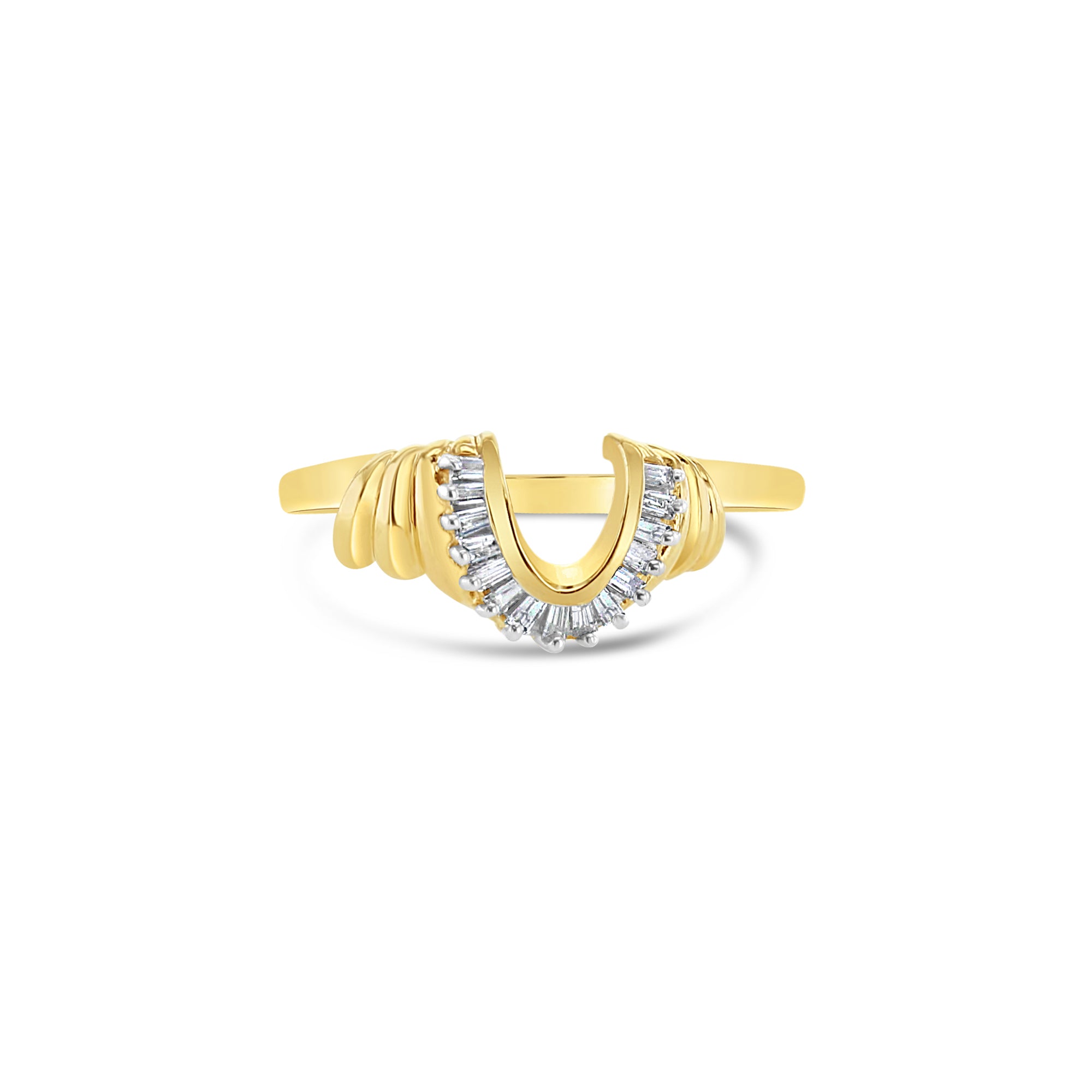 Diamond 'U' Shaped Baguette Engagement Ring Wrap Enhancer - Elegant Wedding Band for Brides, Anniversary Gift for Her