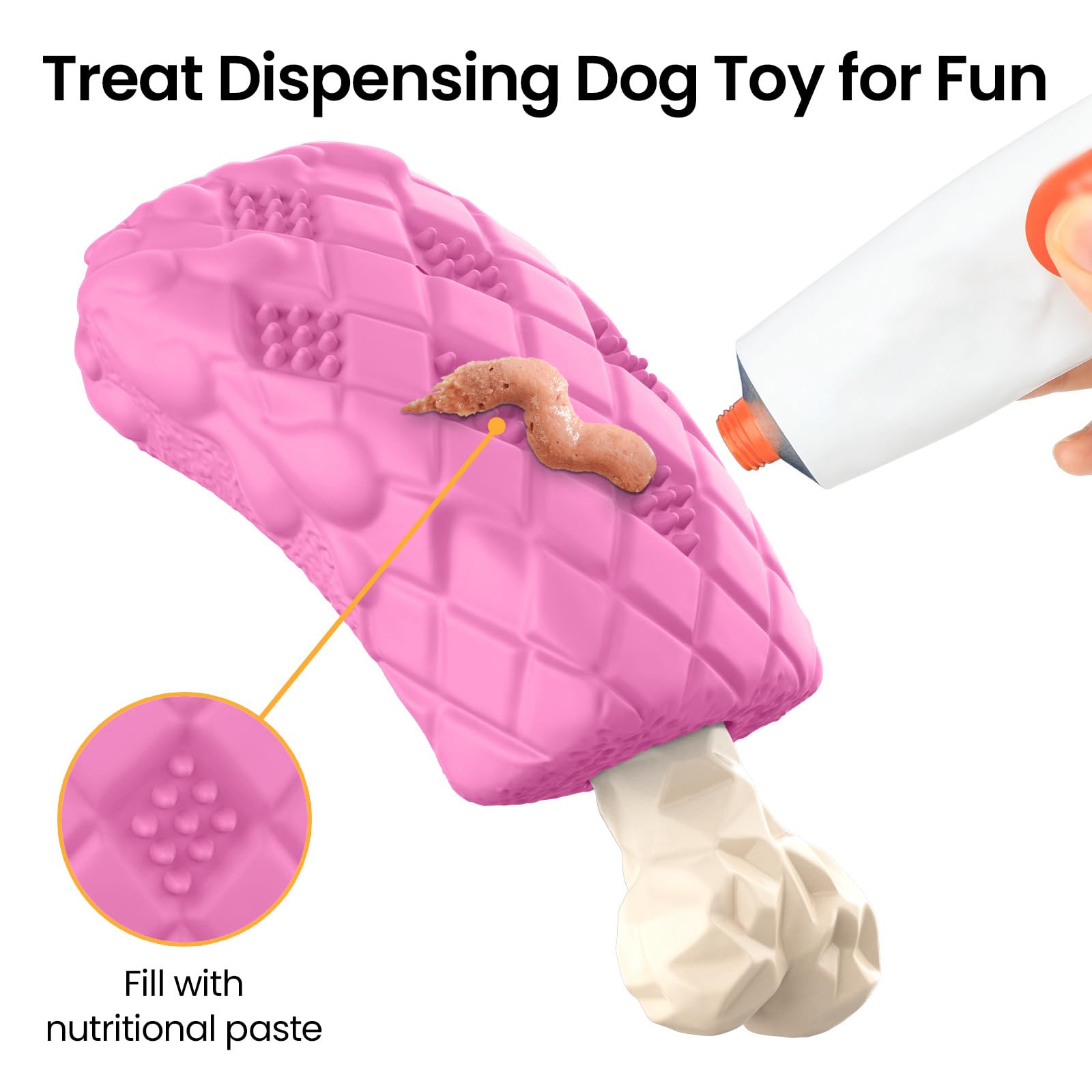 **Indestructible Dog Chew Toys for Aggressive Chewers – Natural Rubber Durable Dog Toys with Milk Flavor, Tough Interactive Treat Toy for Medium & Large Dogs – Perfect for Chewing, Chasing, Fetching & Playtime (Pink-Purple)**