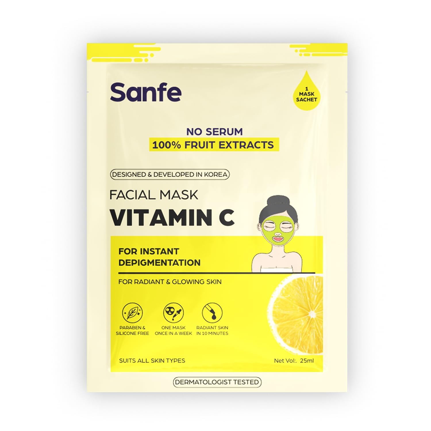 Instant Brightening Vitamin C Facial Mask - 100% Natural Fruit Extracts for Radiant & Glowing Skin | Korean Skincare Sheet Mask (3 Pack) | Perfect for Daily Use, Spa Nights & Travel Skincare Routine