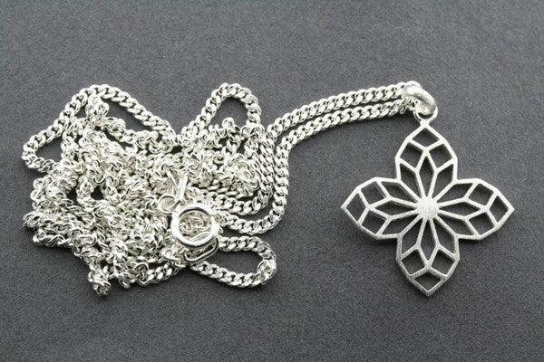 4 Petal Mandala Pendant Necklace - 55cm Link Chain for Women - Boho Yoga Meditation Jewelry - Spiritual Gift for Her