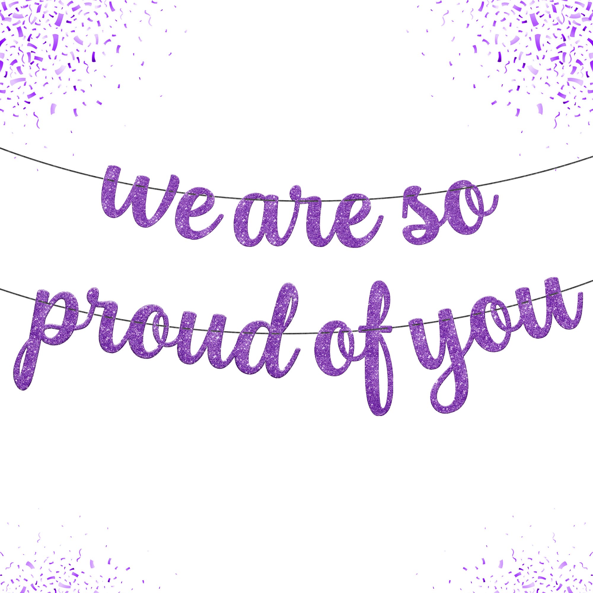 KatchOn 10ft Glitter Congratulations Banner - Purple Graduation Decor for Class of 2025 | Lavender Proud of You Sign | Perfect for Graduation Parties, School Events & Celebration Decorations