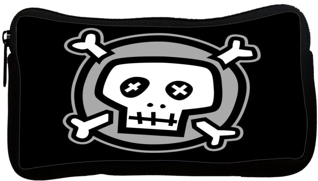 Cartoon Skull & Bones Design Neoprene Pencil Case (pc1058) - Durable School Supplies for Students, Artists & Office Use - Perfect for Backpacks, Desks & Travel Organization
