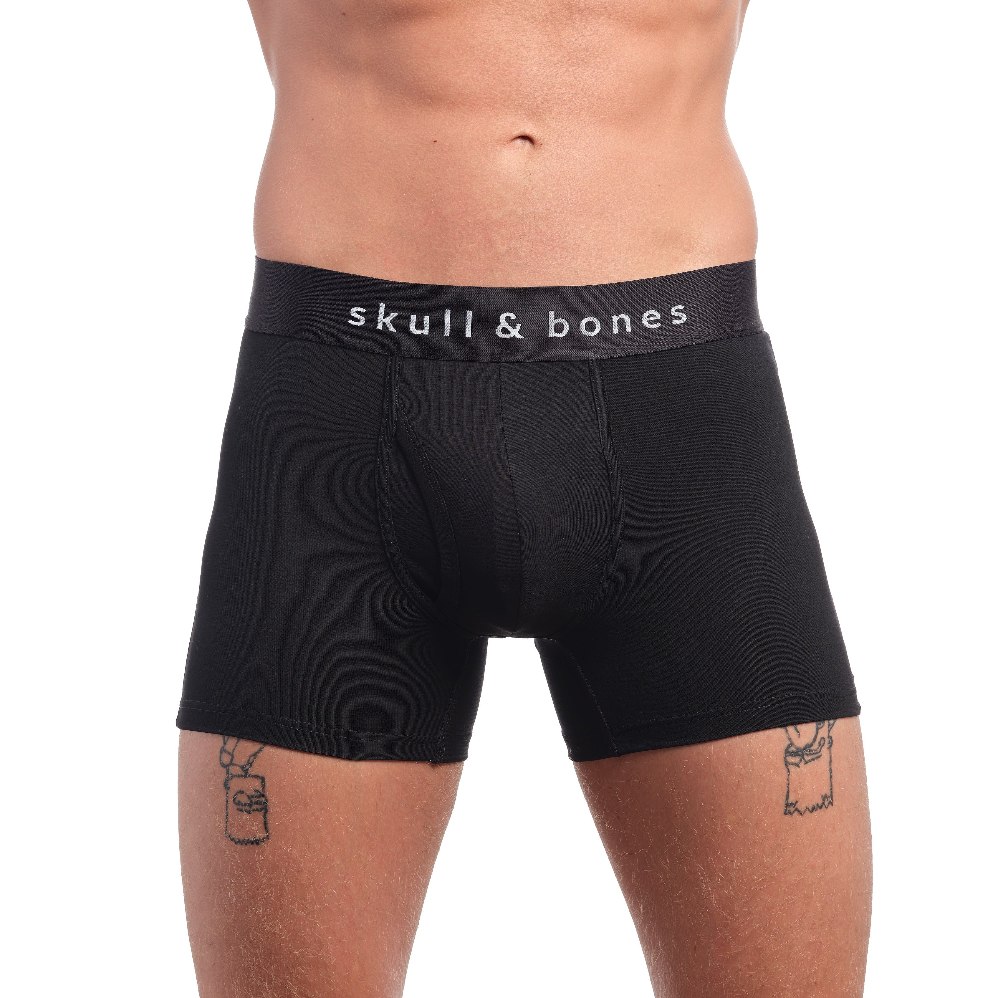 Just the Bones Boxer Briefs for Men - Soft Breathable Black Underwear | Perfect for Gym, Workout & Everyday Comfort