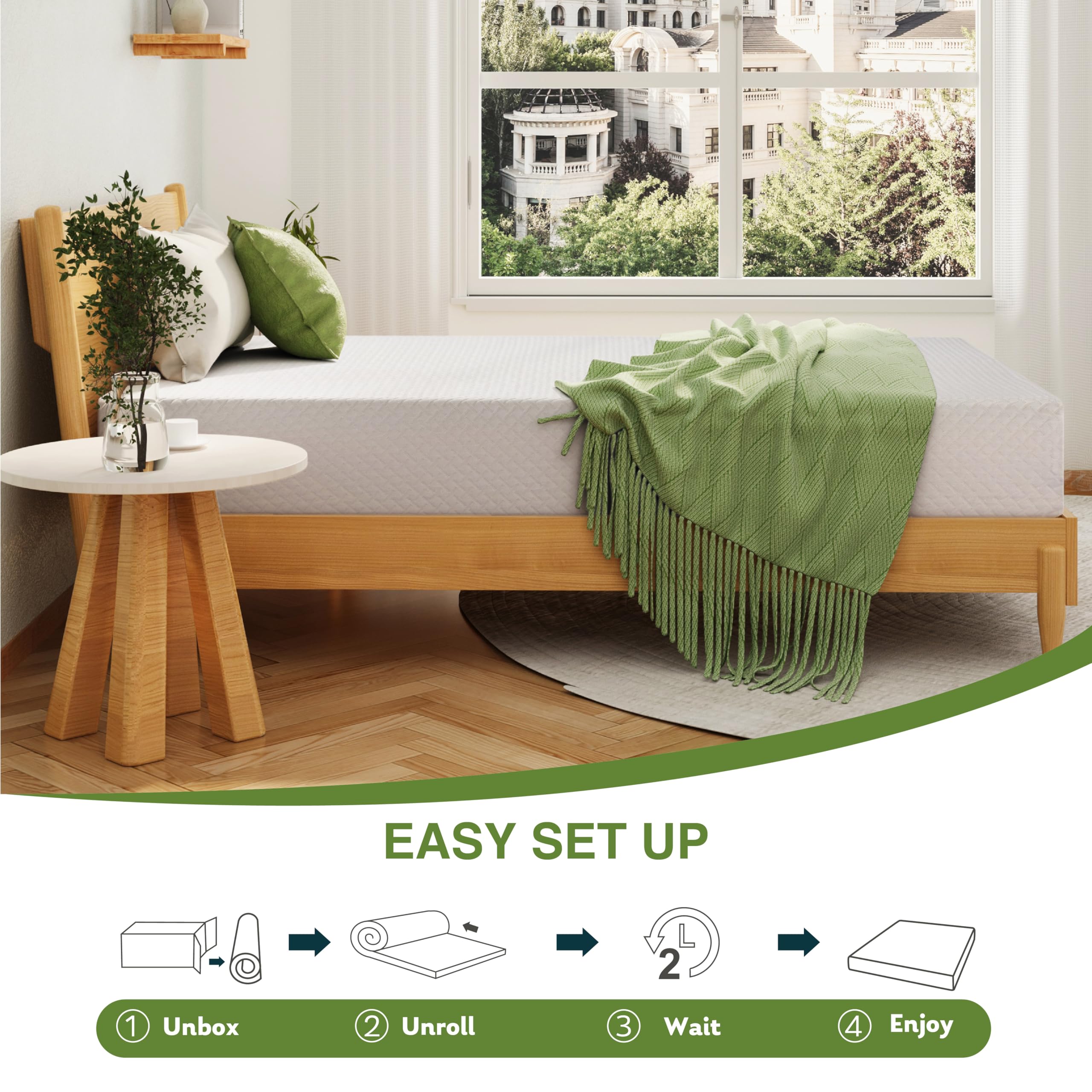 King Size Memory Foam Mattress 12 Inch - Cooling Green Tea Gel Infused, Medium Firm Support for Pressure Relief, CertiPUR-US Certified, 80x76 Inches, Bed in a Box - Perfect for Hot Sleepers & Back Pain Relief
