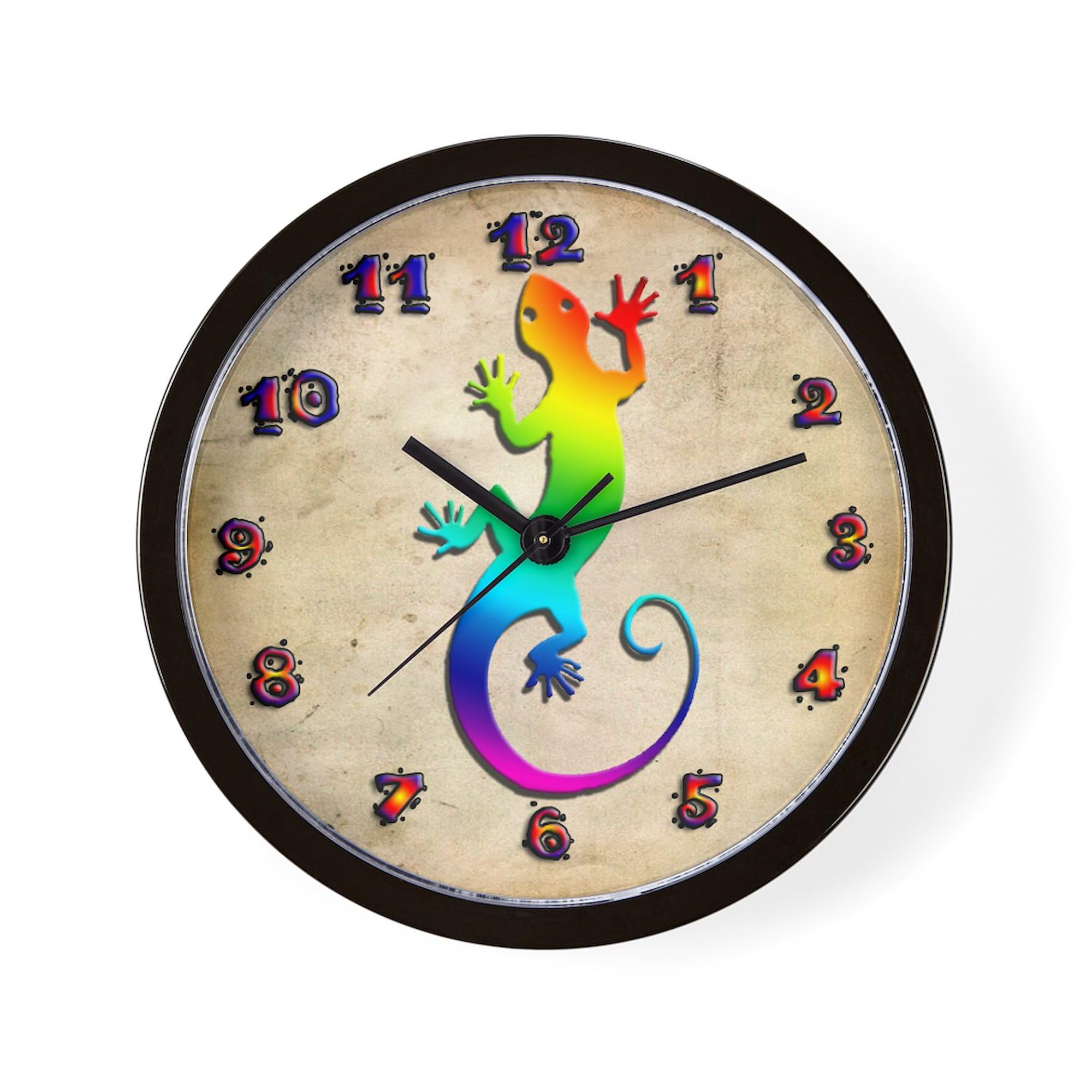 Rainbow Gecko 10 Inch Wall Clock - Unique Home & Office Decor for Living Room, Kitchen, Bedroom | Perfect Gift for Reptile Lovers & Nature Enthusiasts