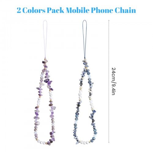 2-Piece Bohemian Phone Charm Set - Crystal Phone Strap & Pendant Chain - Anti-Loss Phone Accessories with Jewelry Decor - Perfect for iPhone, Samsung & Smartphones (Gift, Party, Everyday Use)